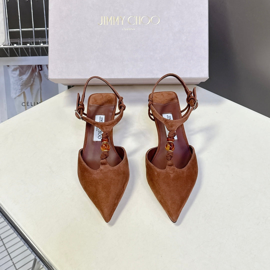 Jimmy Choo 26S High Heels 5.0cm Brown Suede 392851