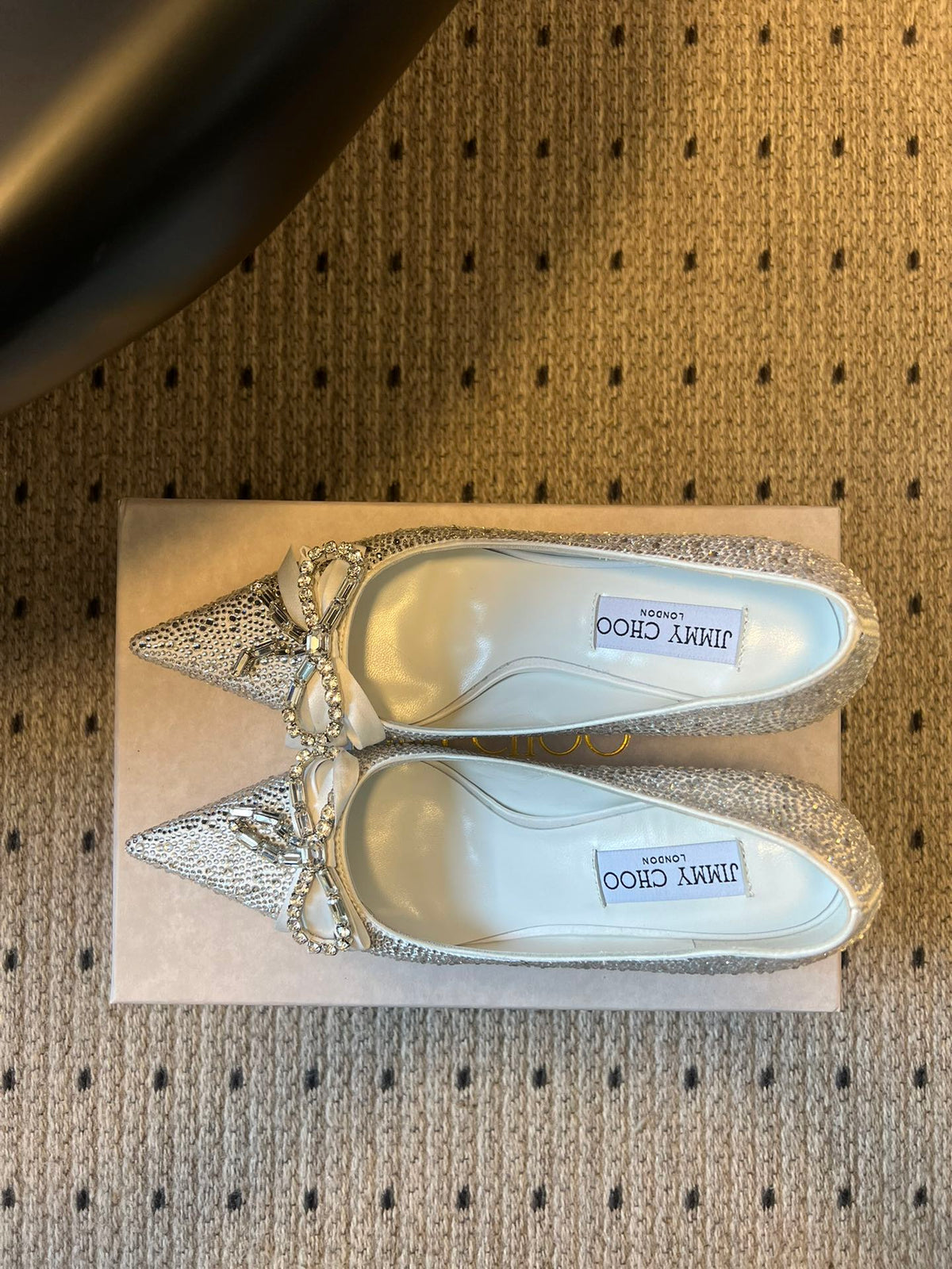 Jimmy Choo 26S High Heels 7.0cm White Crystal With Bow 524916