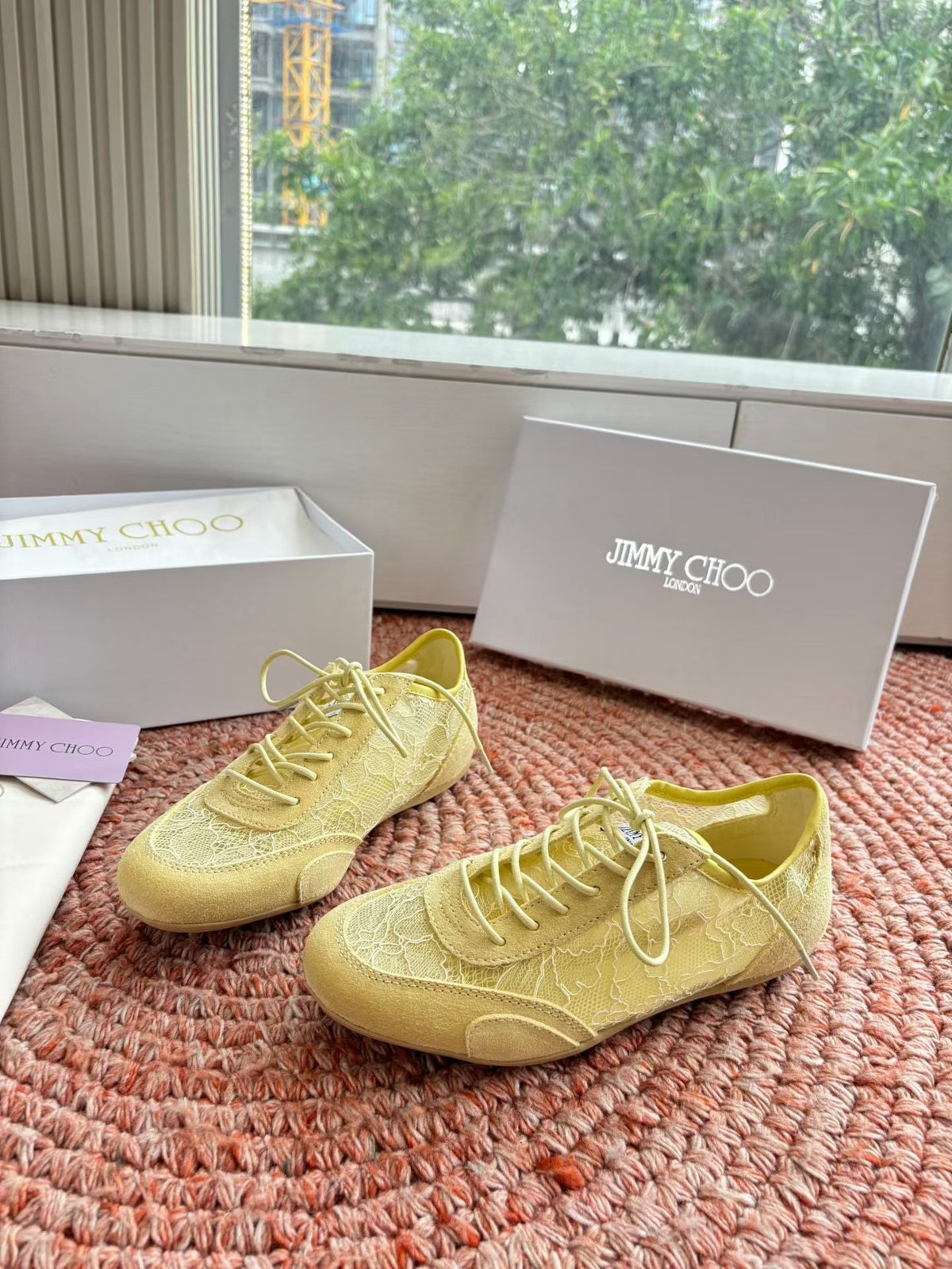 Jimmy Choo 26S Sneakers Yellow Mesh And Suede 753149