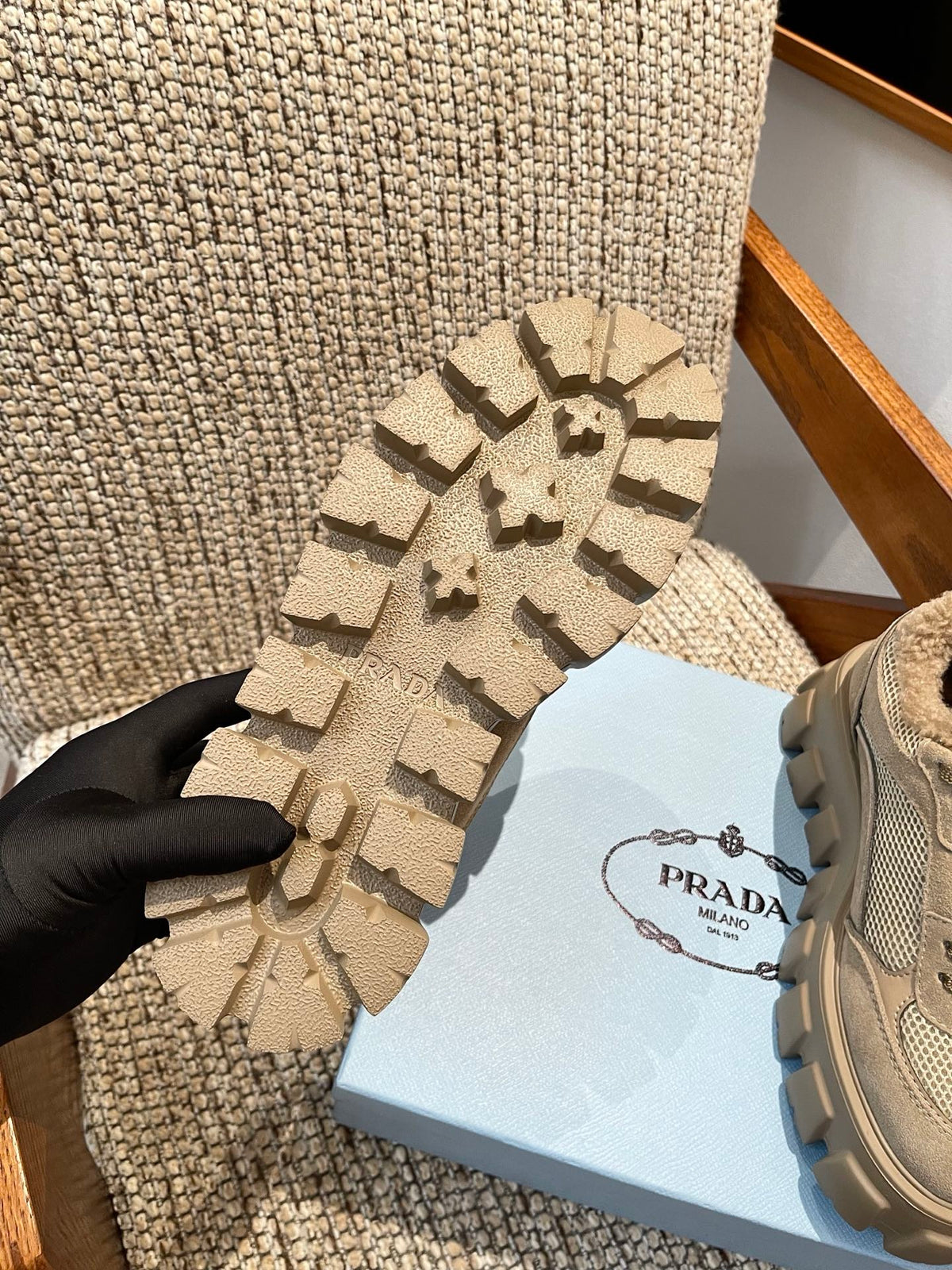 Prada 2026 Monolith Trainer Sneaker Suede Mesh Wool 175418