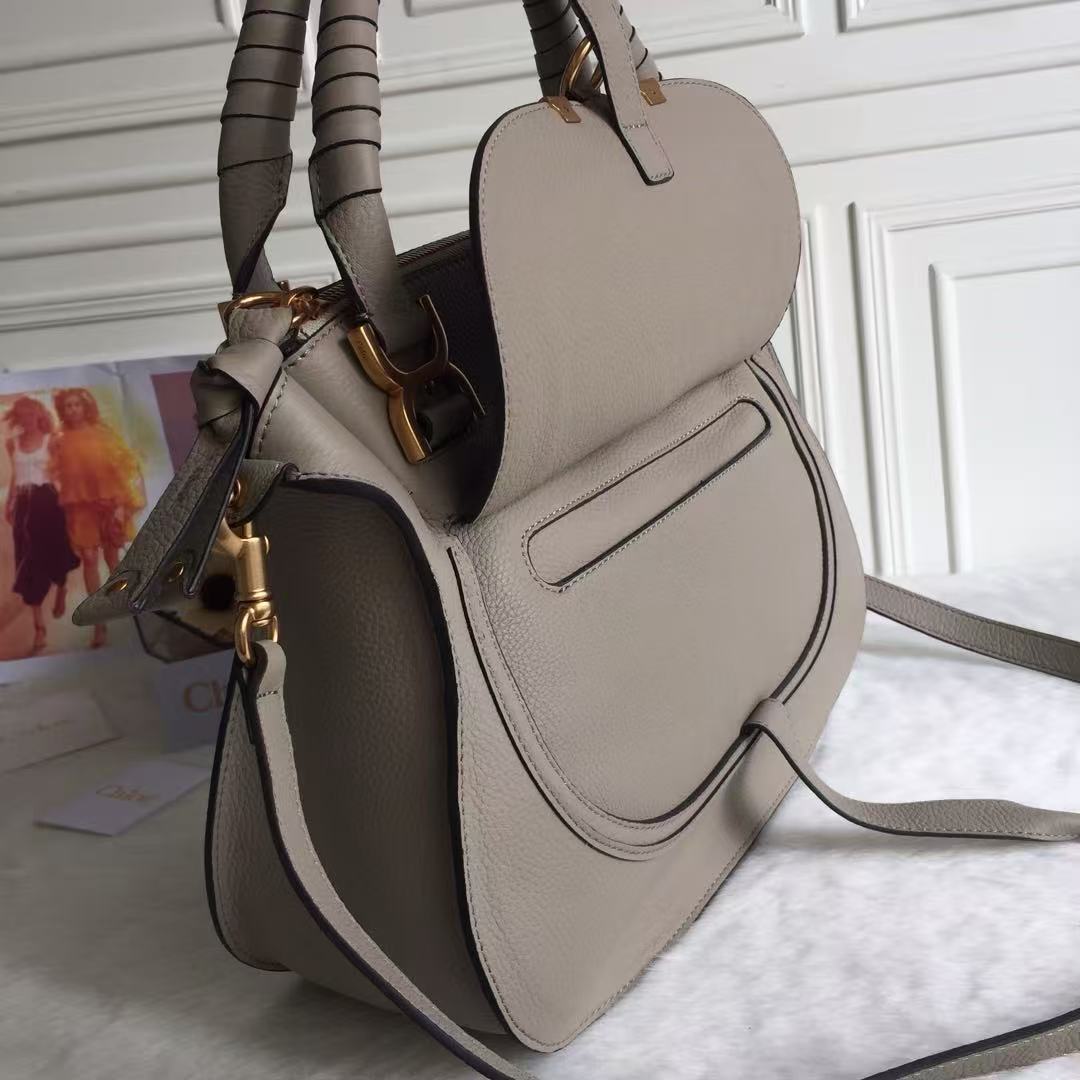 Chloe Marcie Bag Taupe Grained Leather