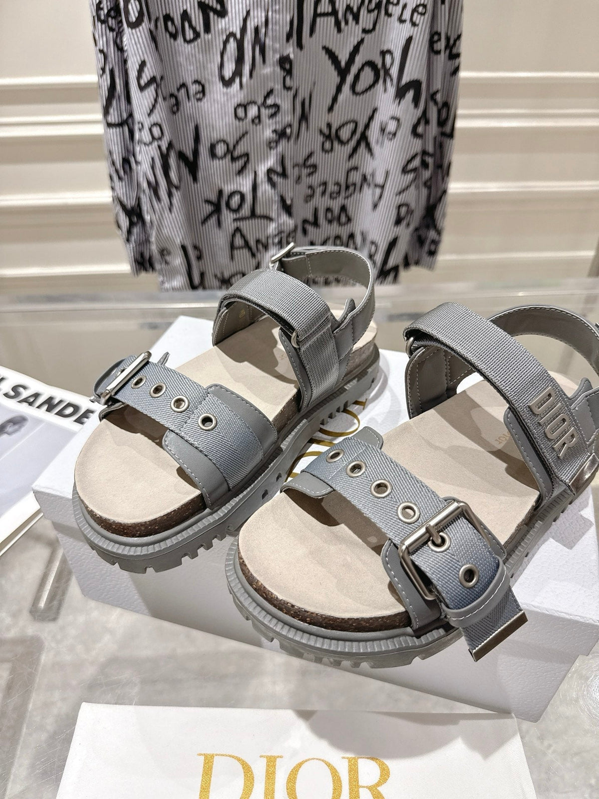 CD 26s Buckle Sandals Grey Canvas 491038