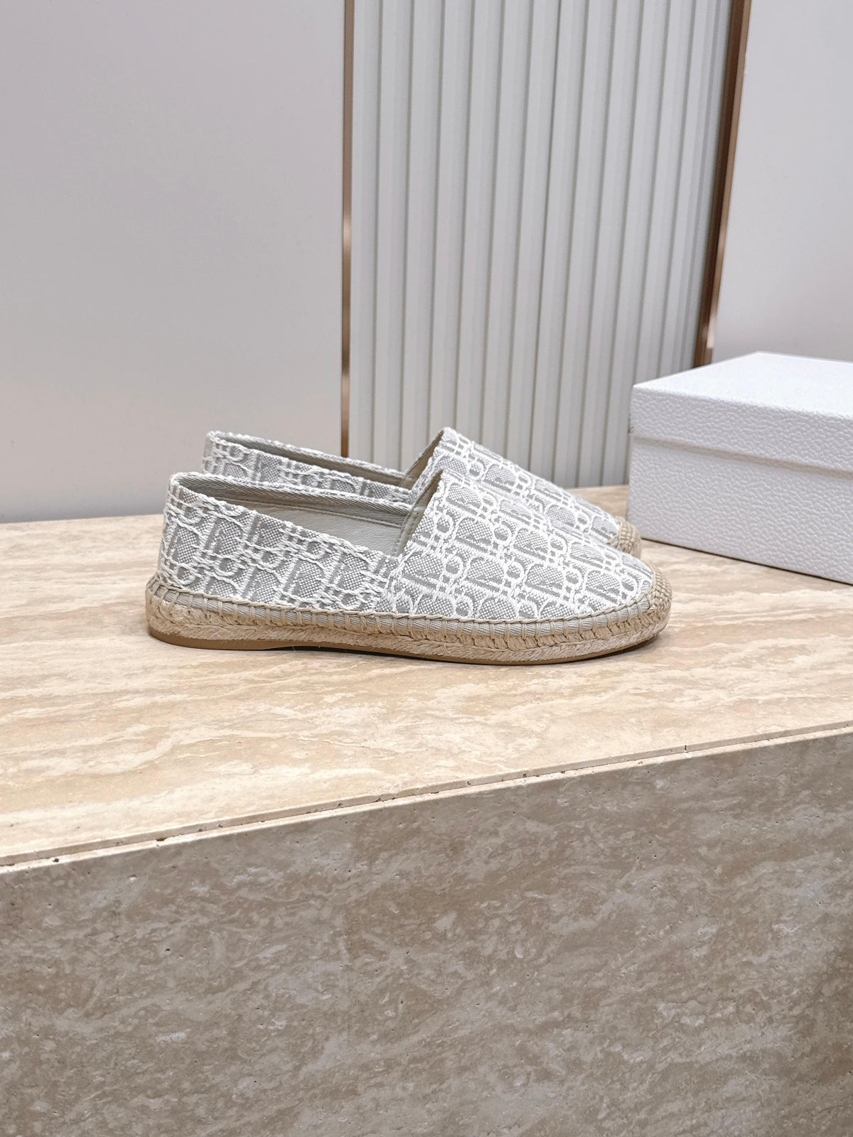 Dior 26s Siroco Espadrille Grey White Dior Oblique Canvas