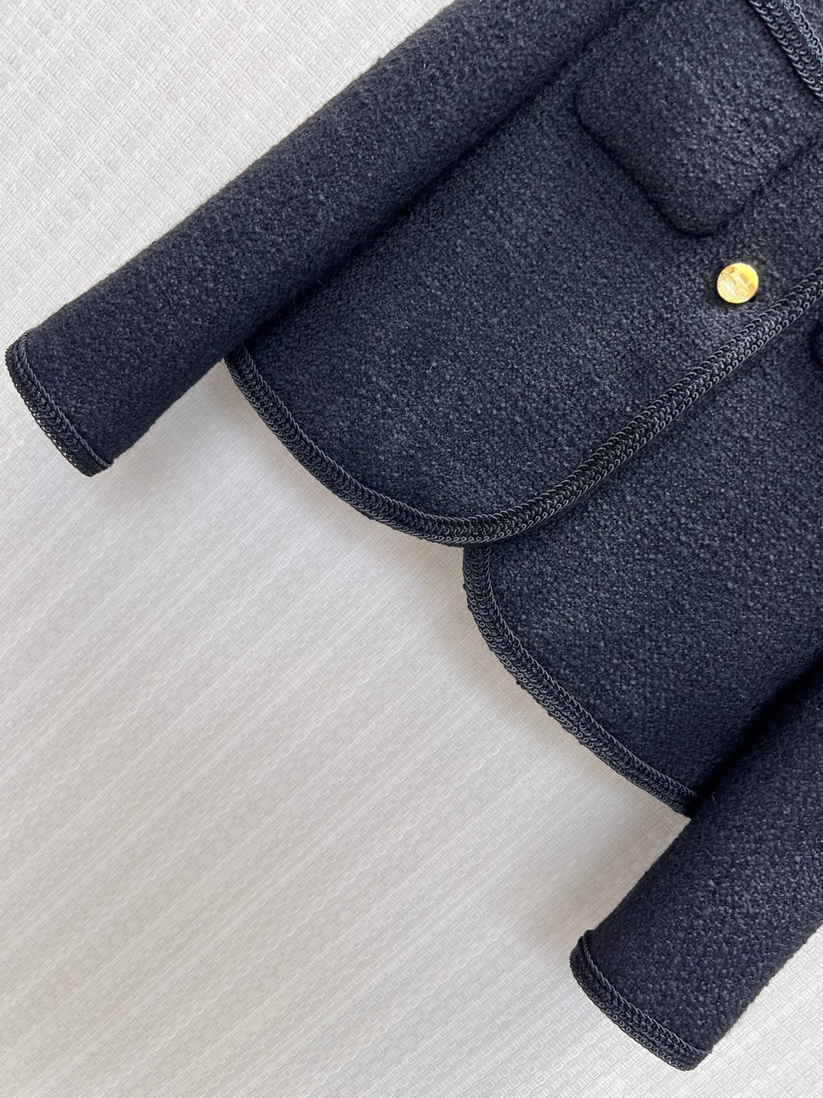 CE Chasseur Jacket Collarless in Black Tweed