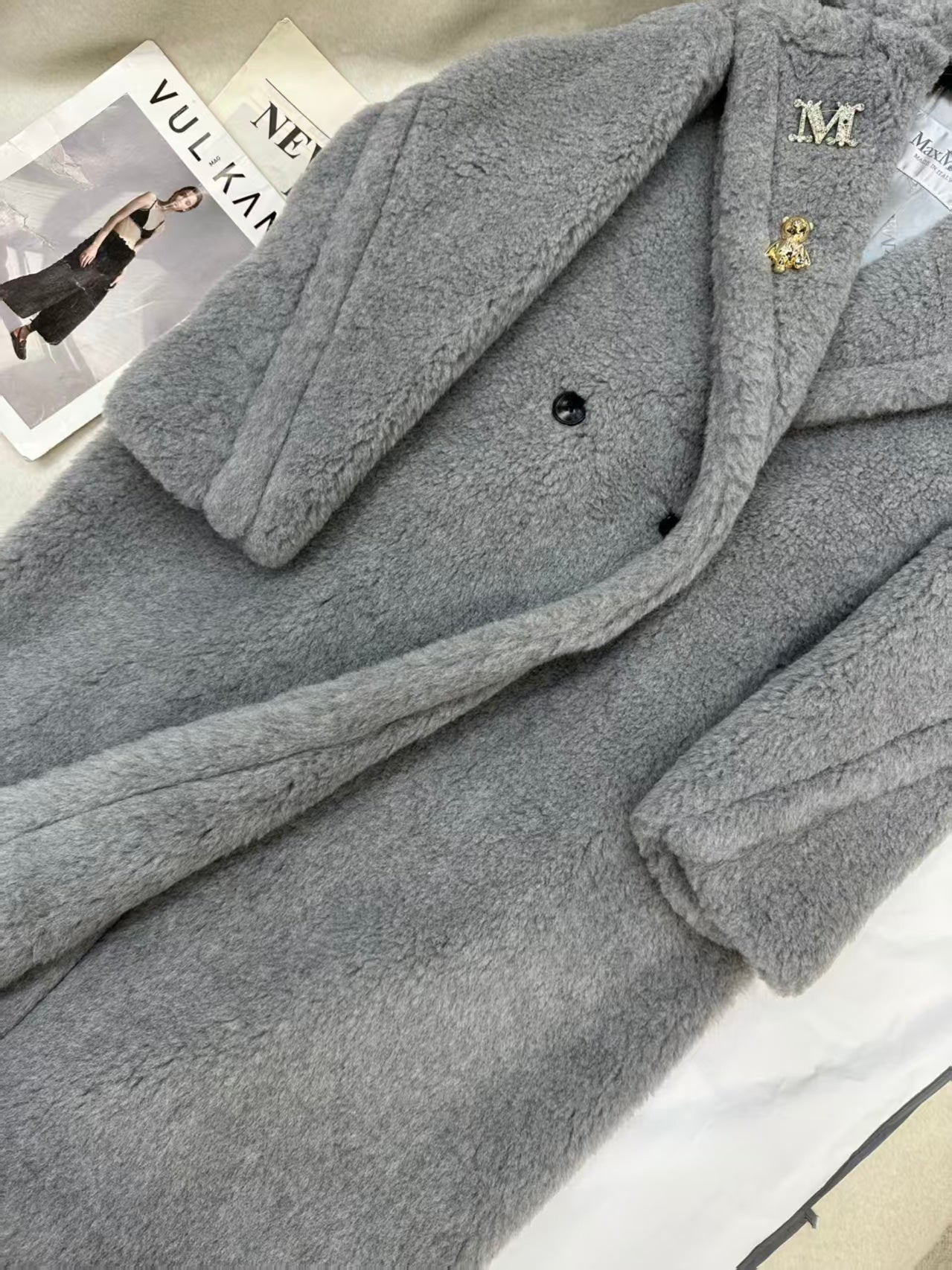 Max Mara Teddy Bear Icon Coat Grey