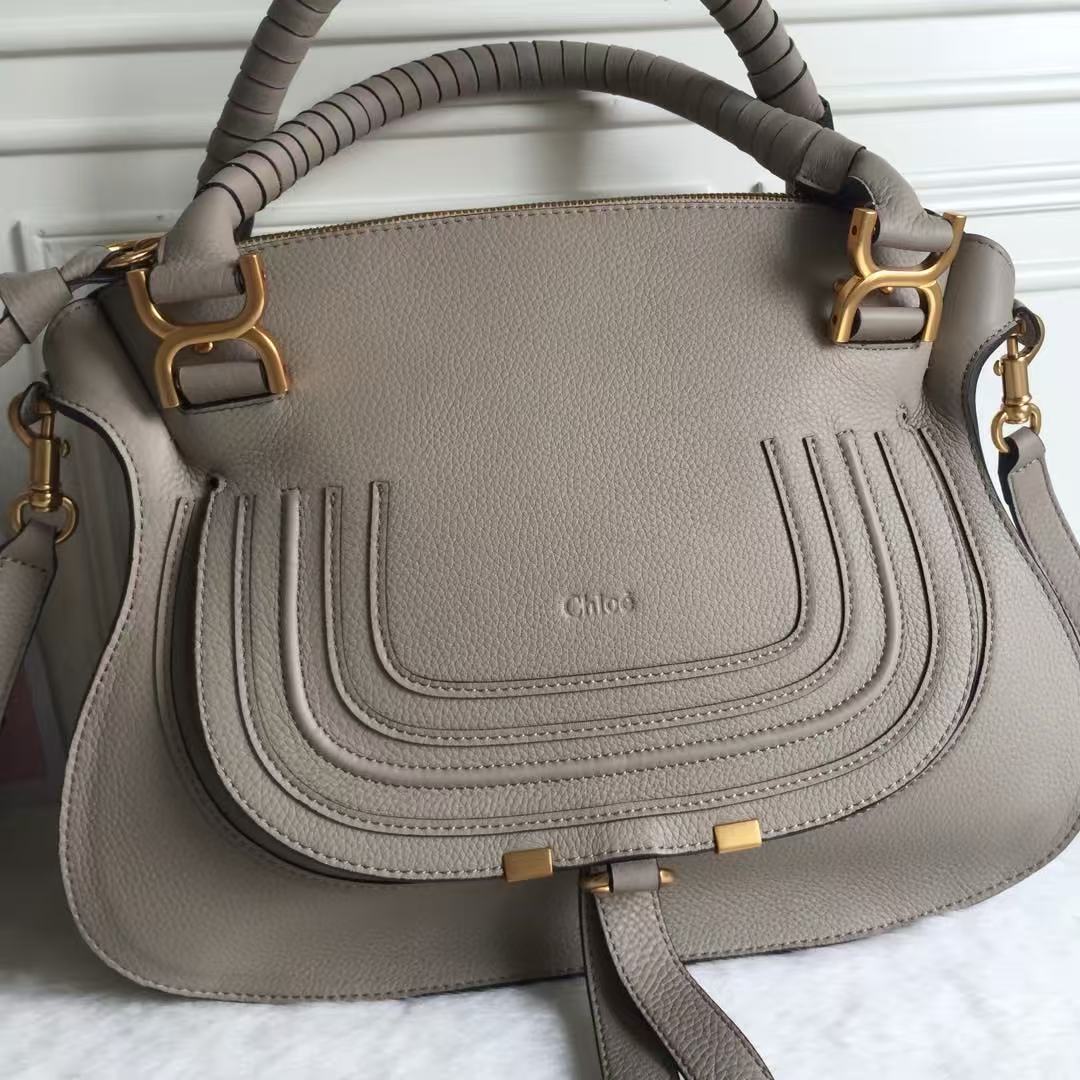 Chloe Marcie Bag Taupe Grained Leather