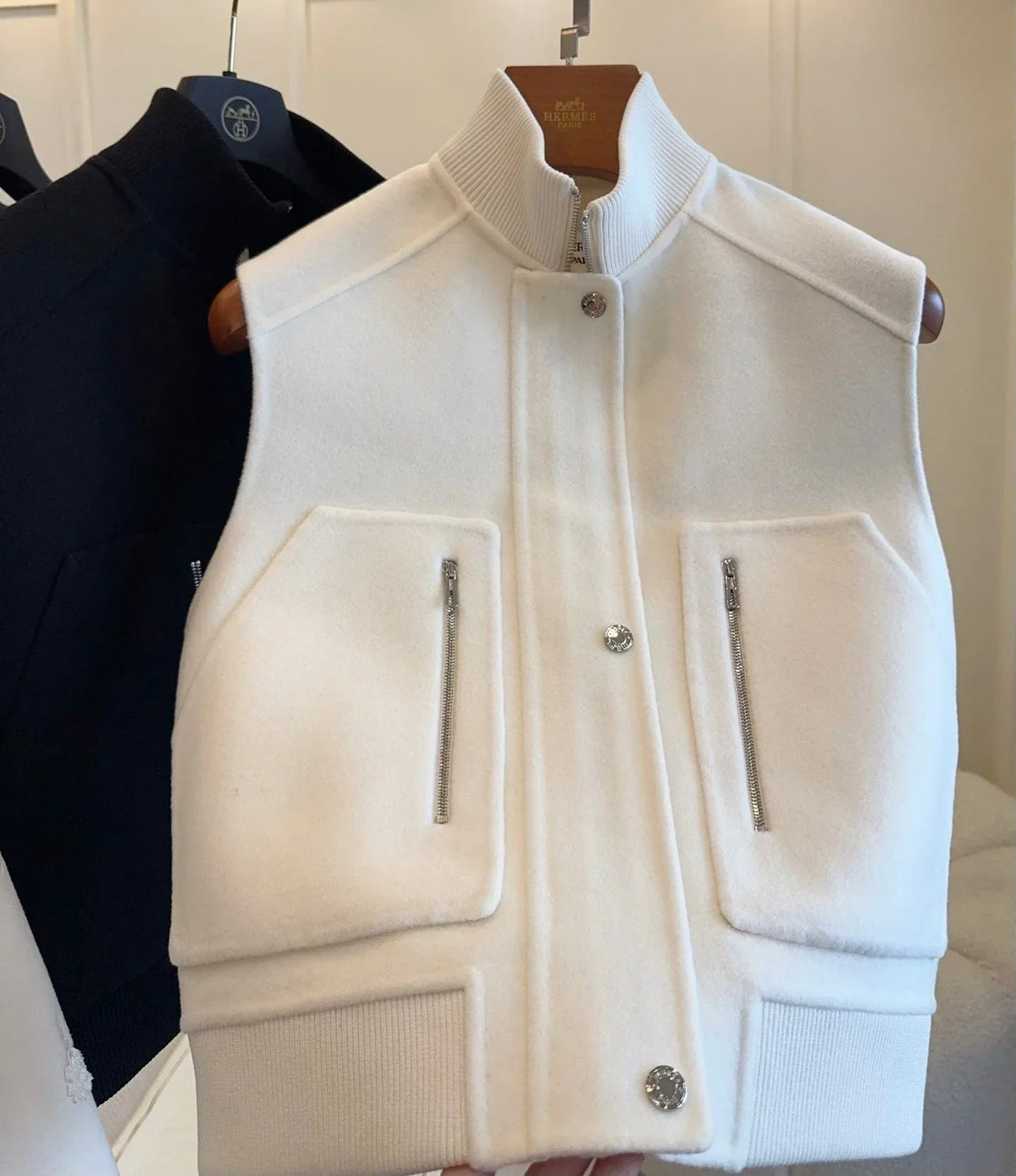 HM 25 Cashmere Embroidered Leather Vest
