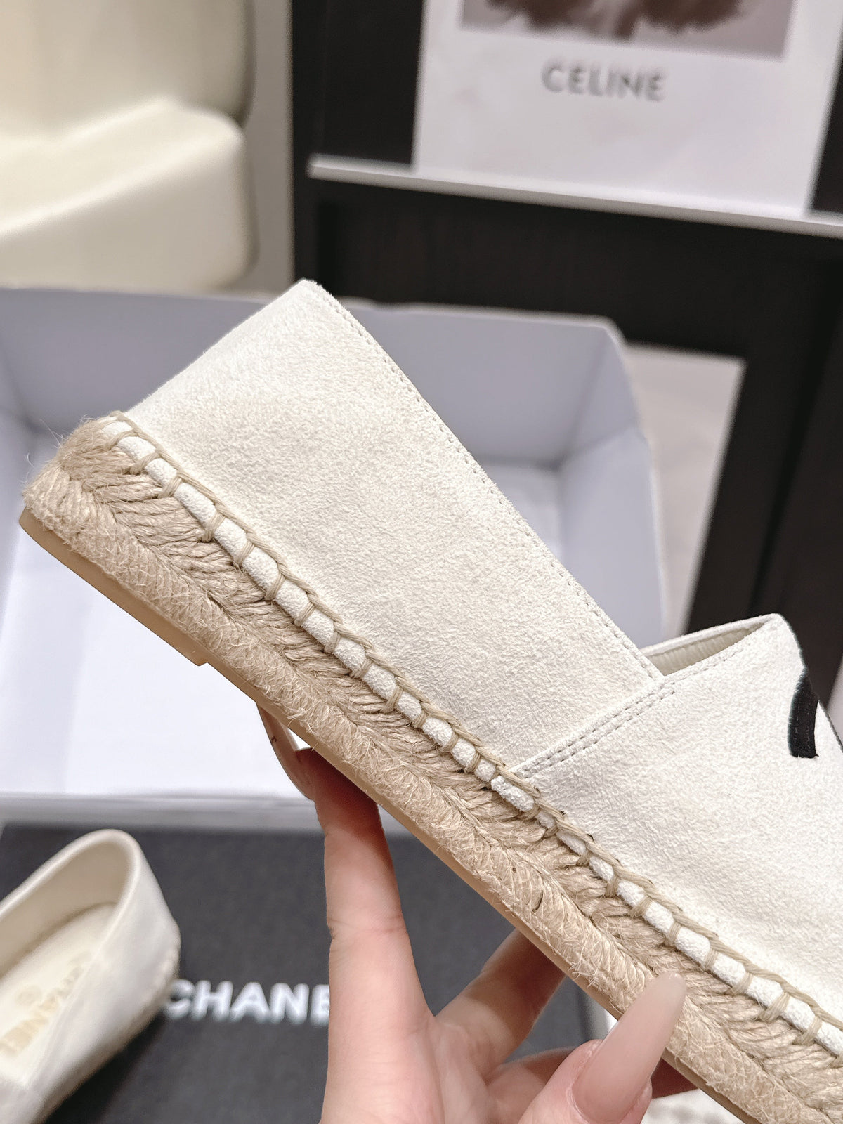 CC 26S Espadrille Slip-Ons in White Mix Black Suede
