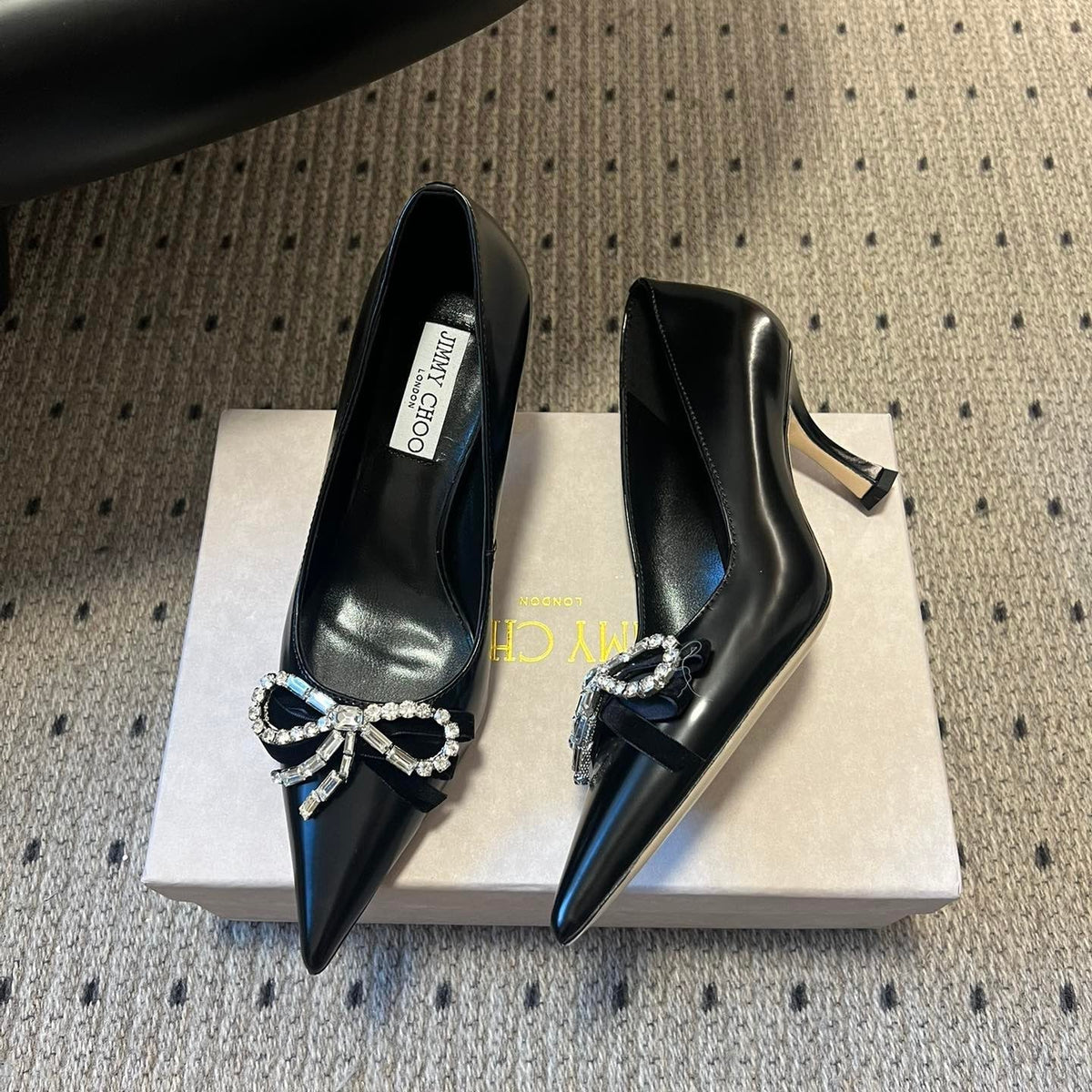 Jimmy Choo 26S High Heels 7.0cm Black Patent Calfskin 815349