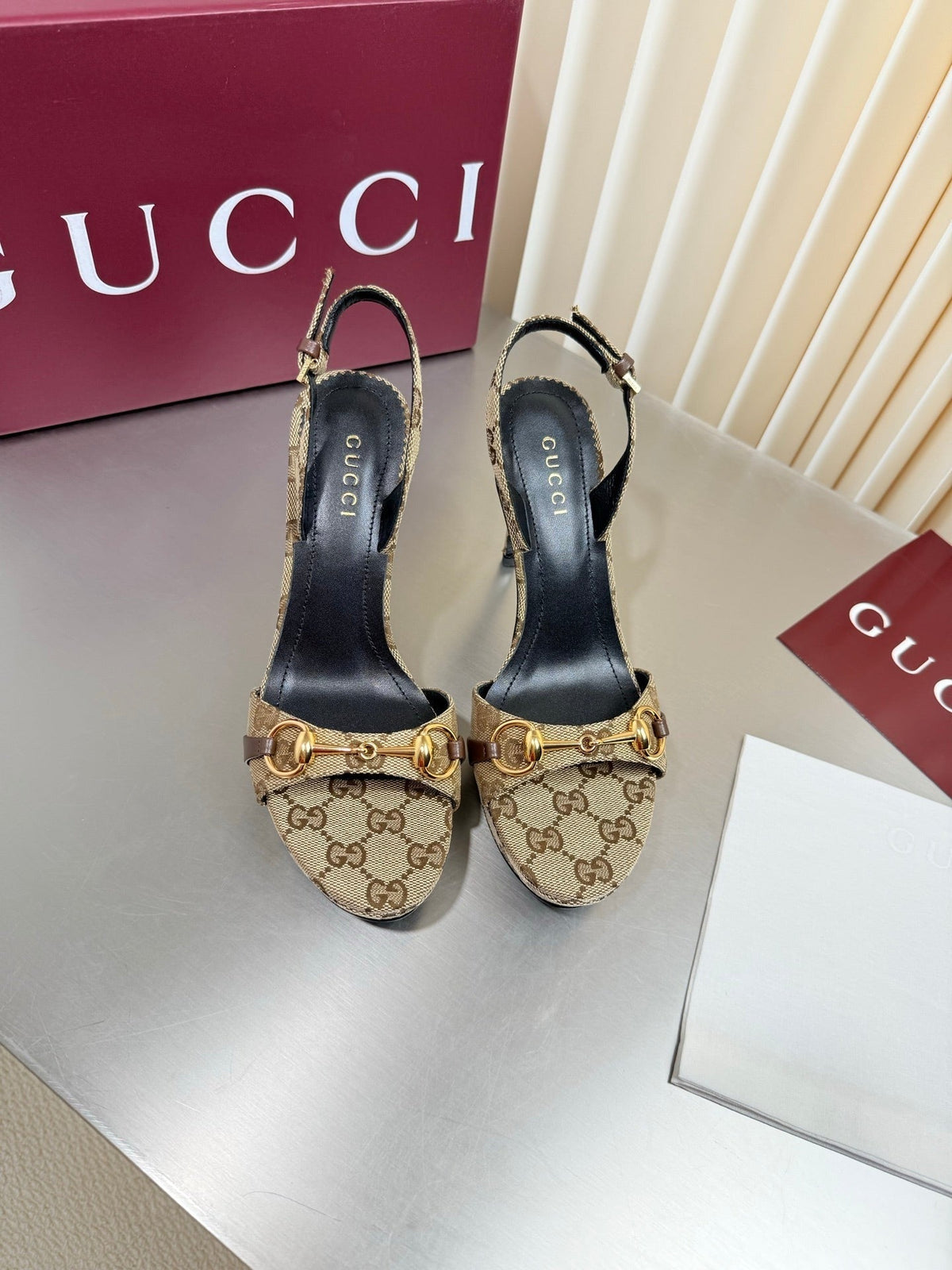 Gucci 26s Slingback Pump 10.5cm Beige GG Canvas