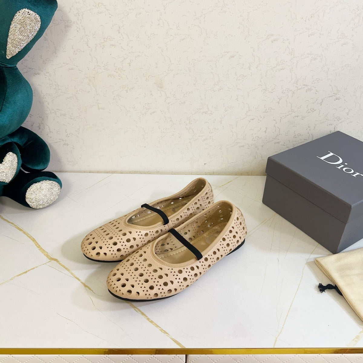 Dior 26s Mary Jane Flats Beige Calfskin