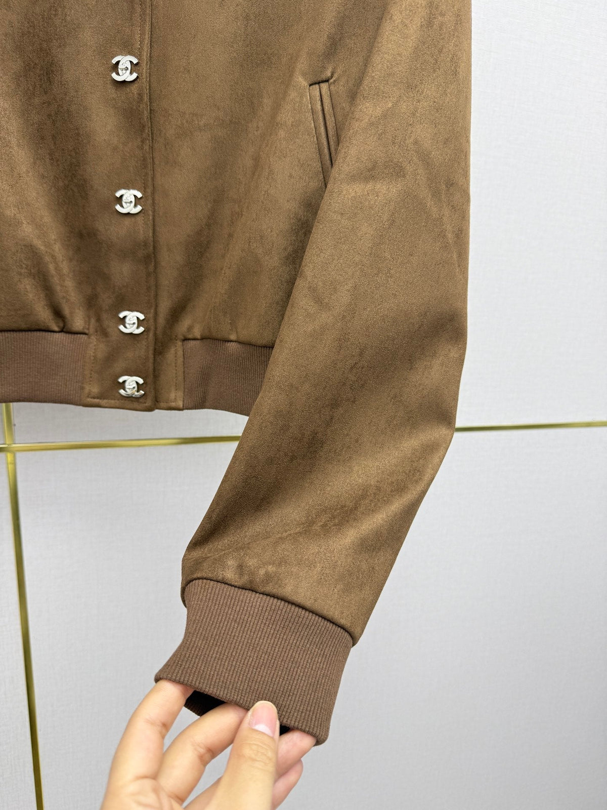 CC 26SS Jacket Double CC Gold Buttons Suede 437639