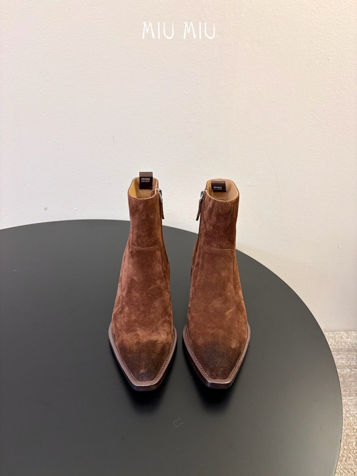 Miumiu 26s Western Ankle Boots Brown Suede