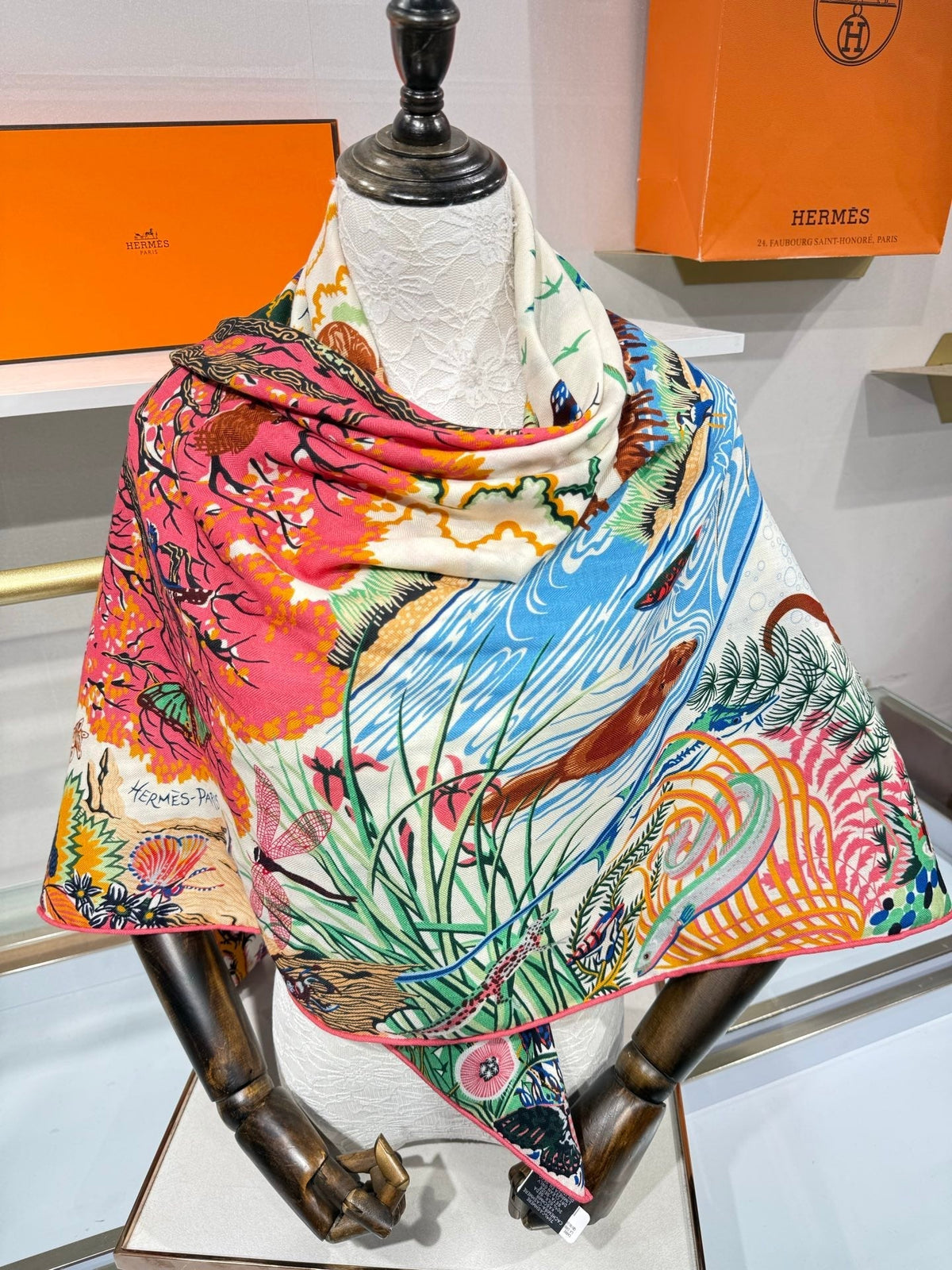 Hermes 2026 Rewilding Nature Scarf 140cm Cashmere Silk 217528