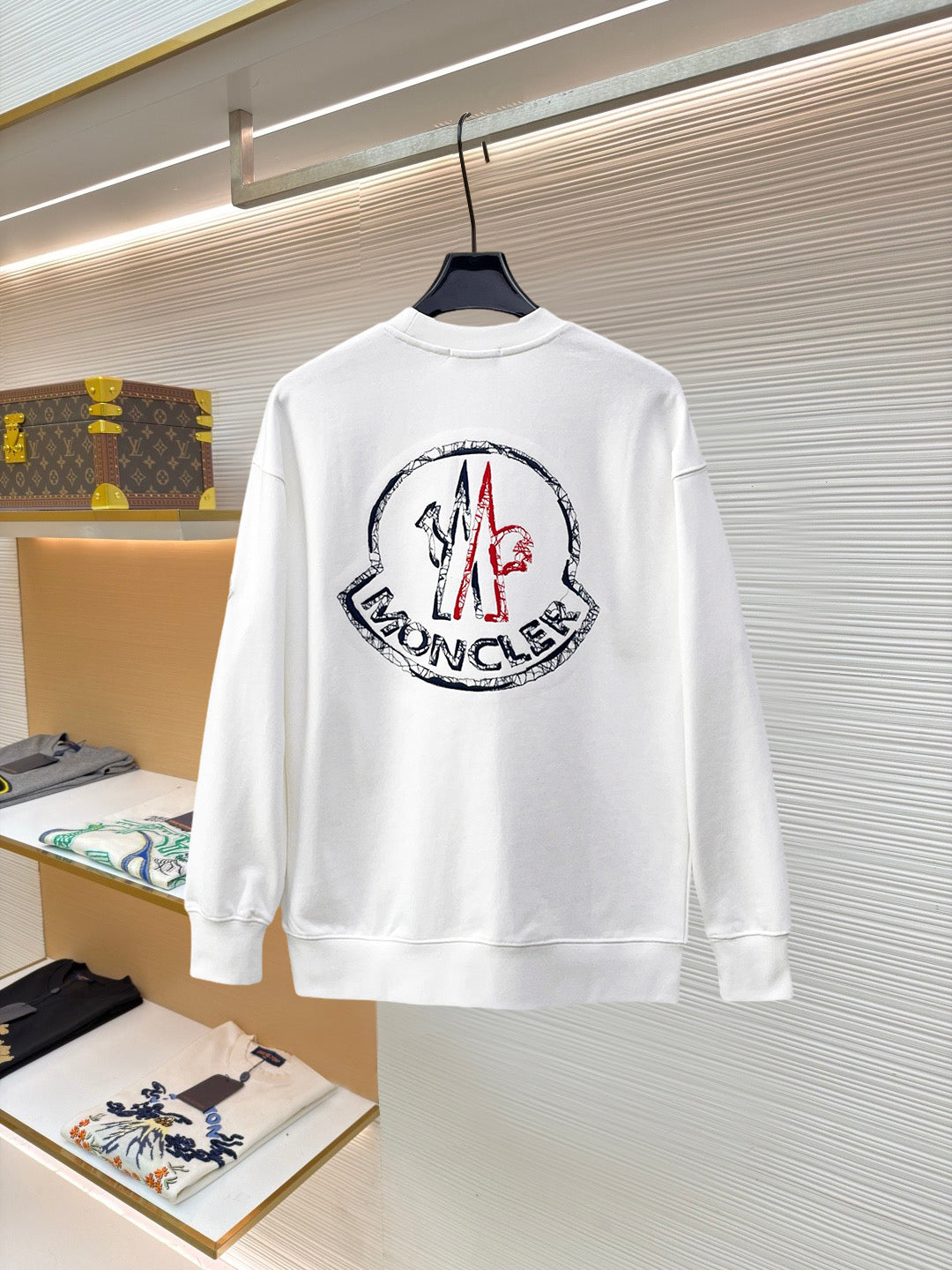 Moncler 26s Men Crewneck Sweatshirt Large Felt Logo 304851