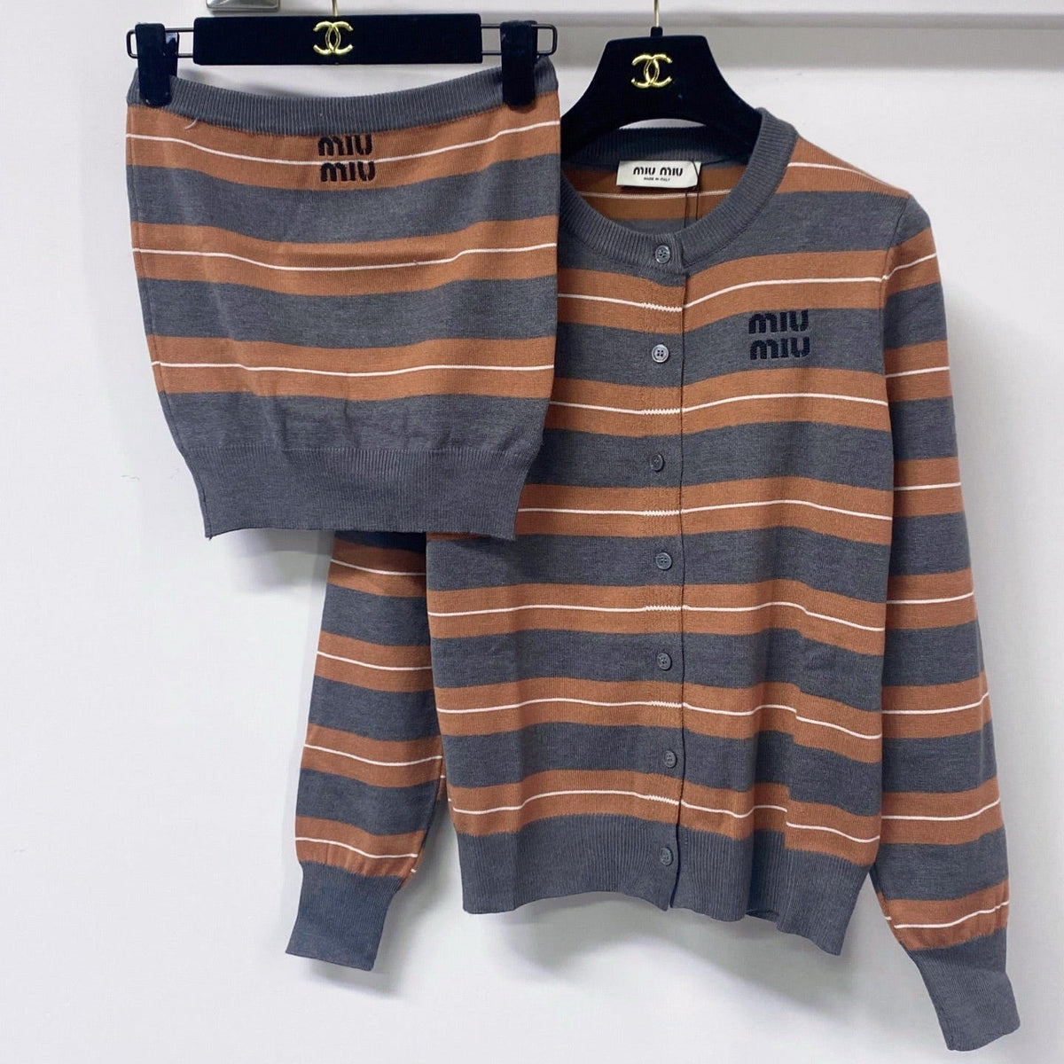 Miu Miu 26s Knit Cardigan And Mini Skirt Set 1441
