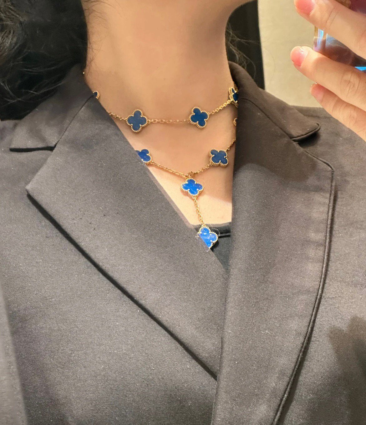 CLOVER 20 MOTIF AGATE 86CM NECKLACE