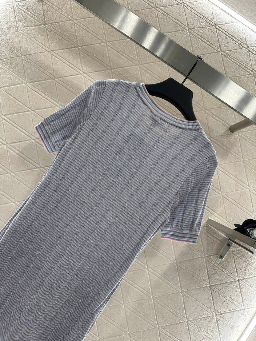 CHANEL KNIT CASHMERE SHORT SLEEVE DRESS STYLE 278