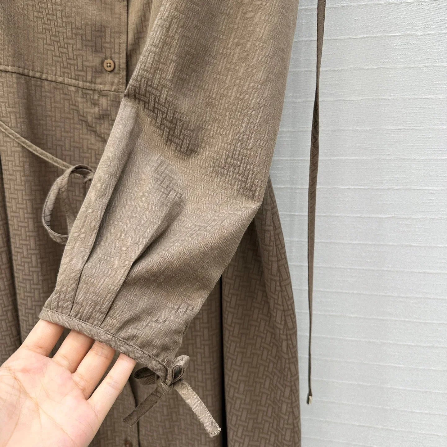 Hm Trench Coat H Dark Pattern Brown Cotton