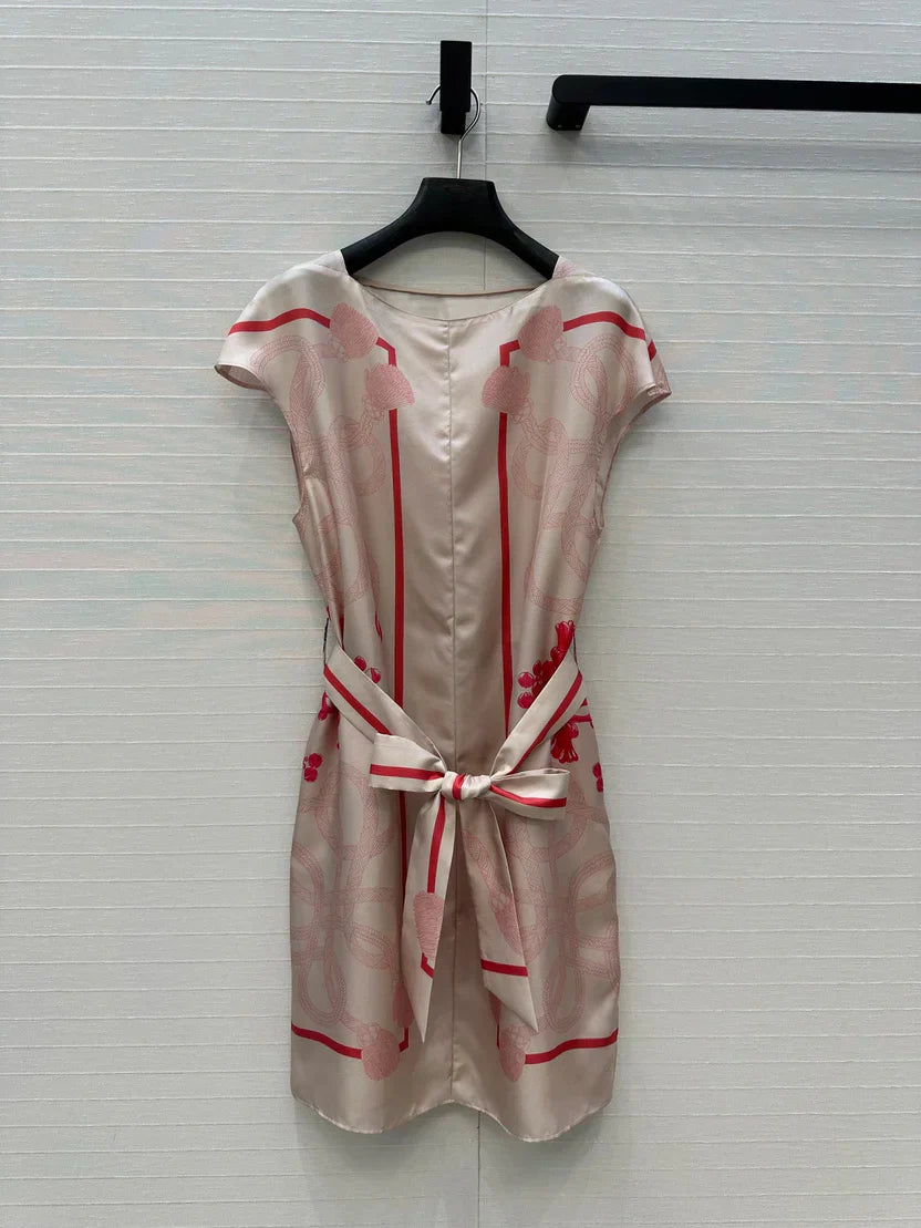 HM 25S Palefroi Remix Sleeveless Dress Graphic Print in Pink Silk