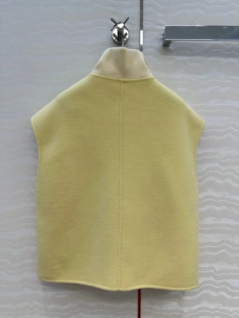 HM 25S Zipped Vest in Light Yellow Wool and Cashmere