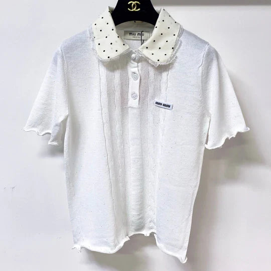 Miu Miu Short-Sleeve T-Shirt White in Tencel 305839