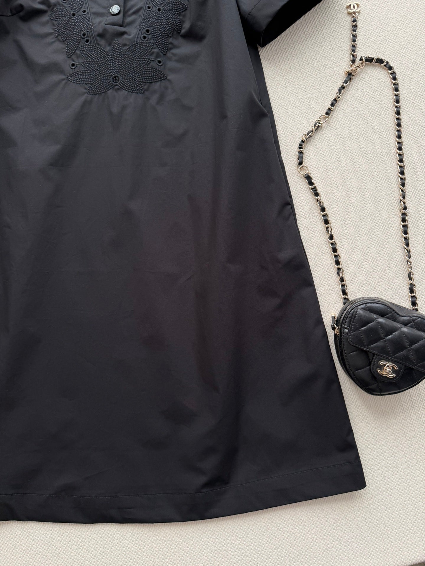 Moncler 26 Collared Shirt Dress Black in Cotton 374733