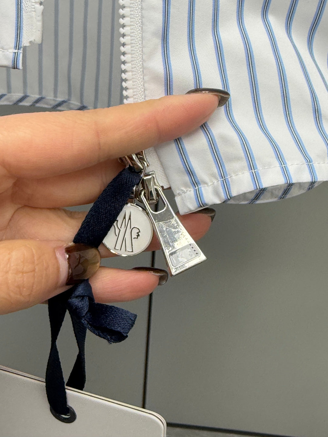Moncler Shirt Zipper White Blue in Cotton 374675