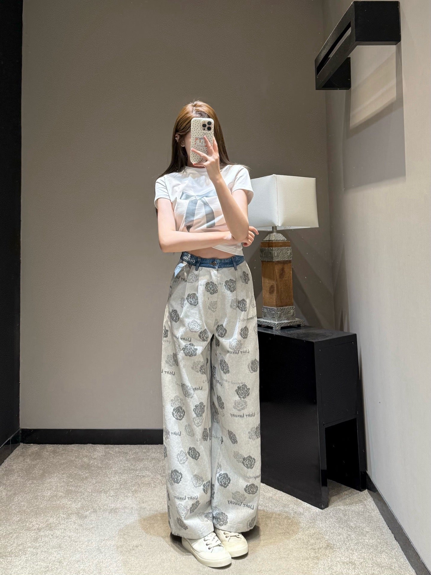 CC Wide-leg Pants Grey in Cotton 378123