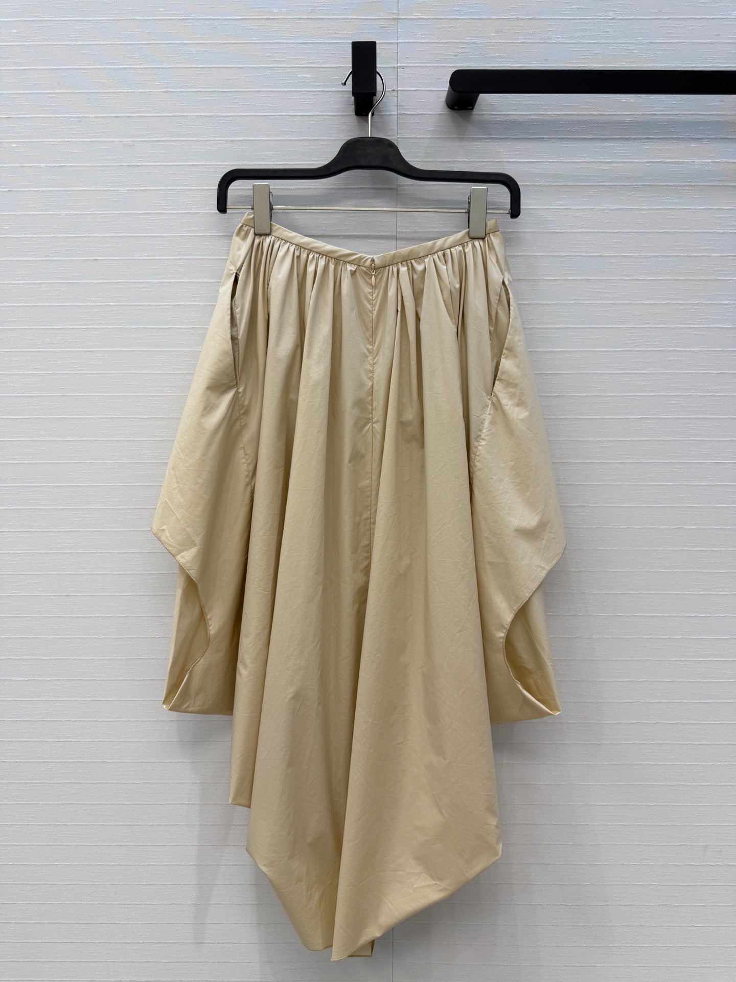 Loew Irregular Pleated Puffy Skirt Light Beige in Cotton 381521
