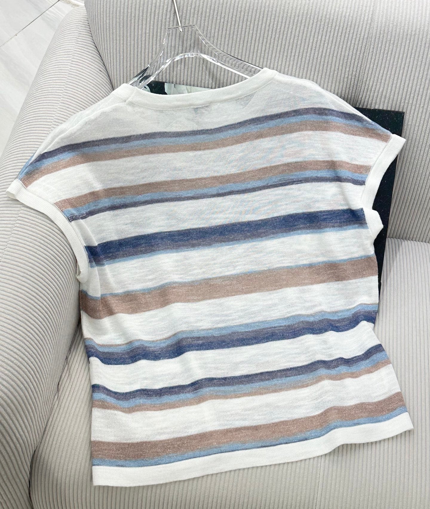 Loew 26 Short-Sleeve Top Brown Blue in Cotton 380292