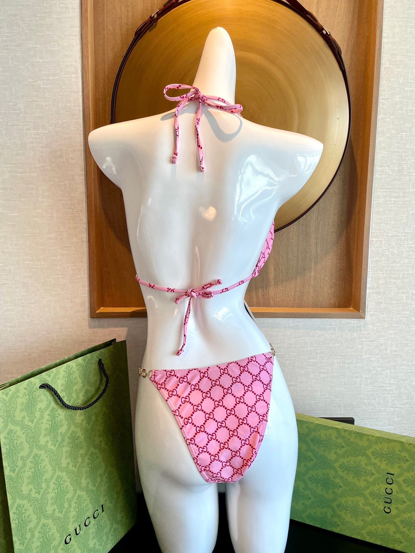 GG 26s Swimsuit Featuring Pink Gold Chain Link in Polyamide 241845