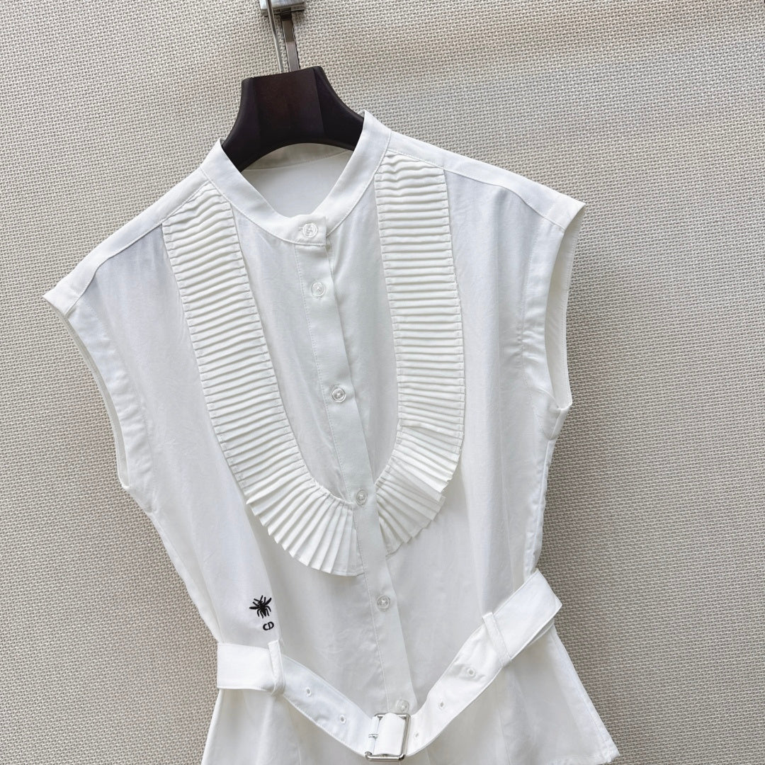 CD 26 Accordion Pleated Lace-Trimmed White in Cotton 387173