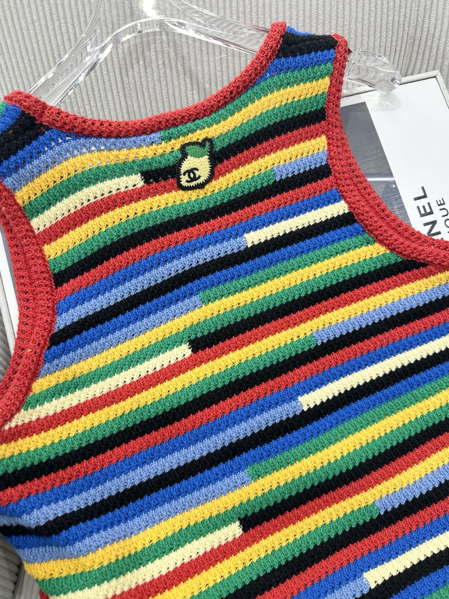 CC 26 Colorful Striped Tassel Knitted Vest/Pad Top in Cotton 387519