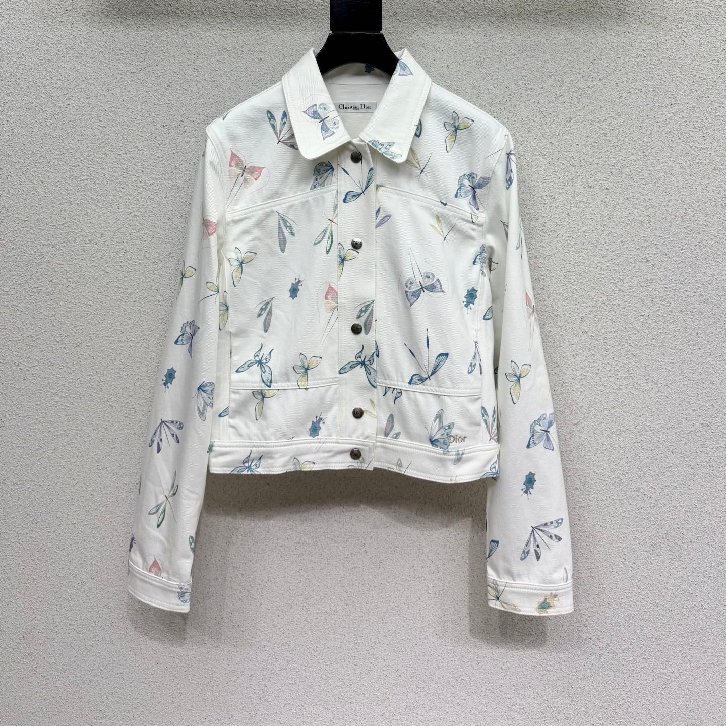 CD Printed Butterfly Jacket White in Cotton 388396
