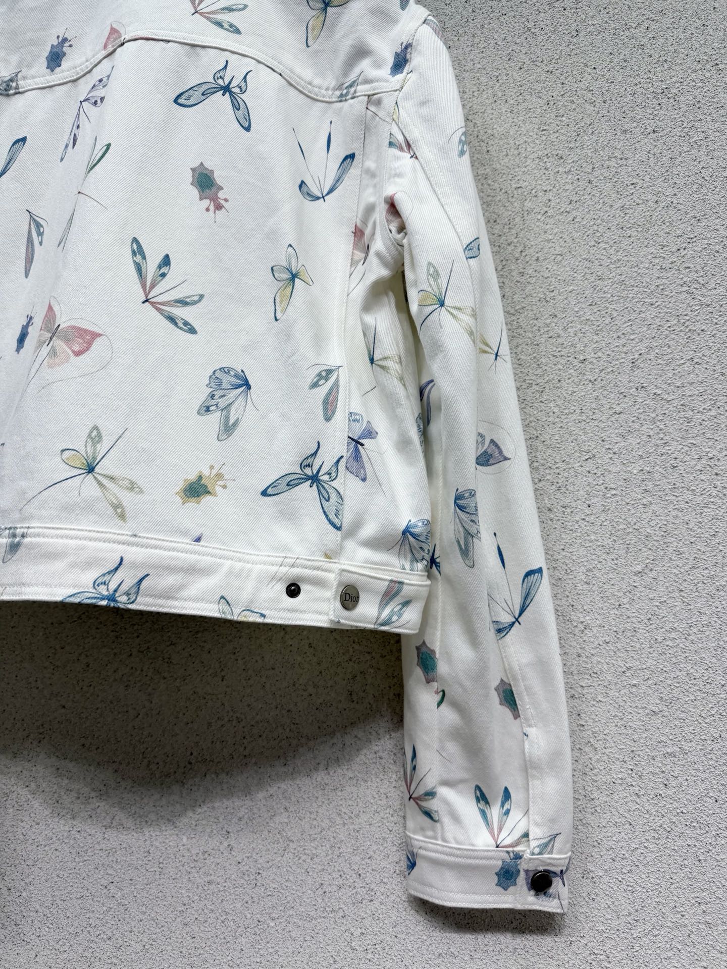 CD Printed Butterfly Jacket White in Cotton 388396