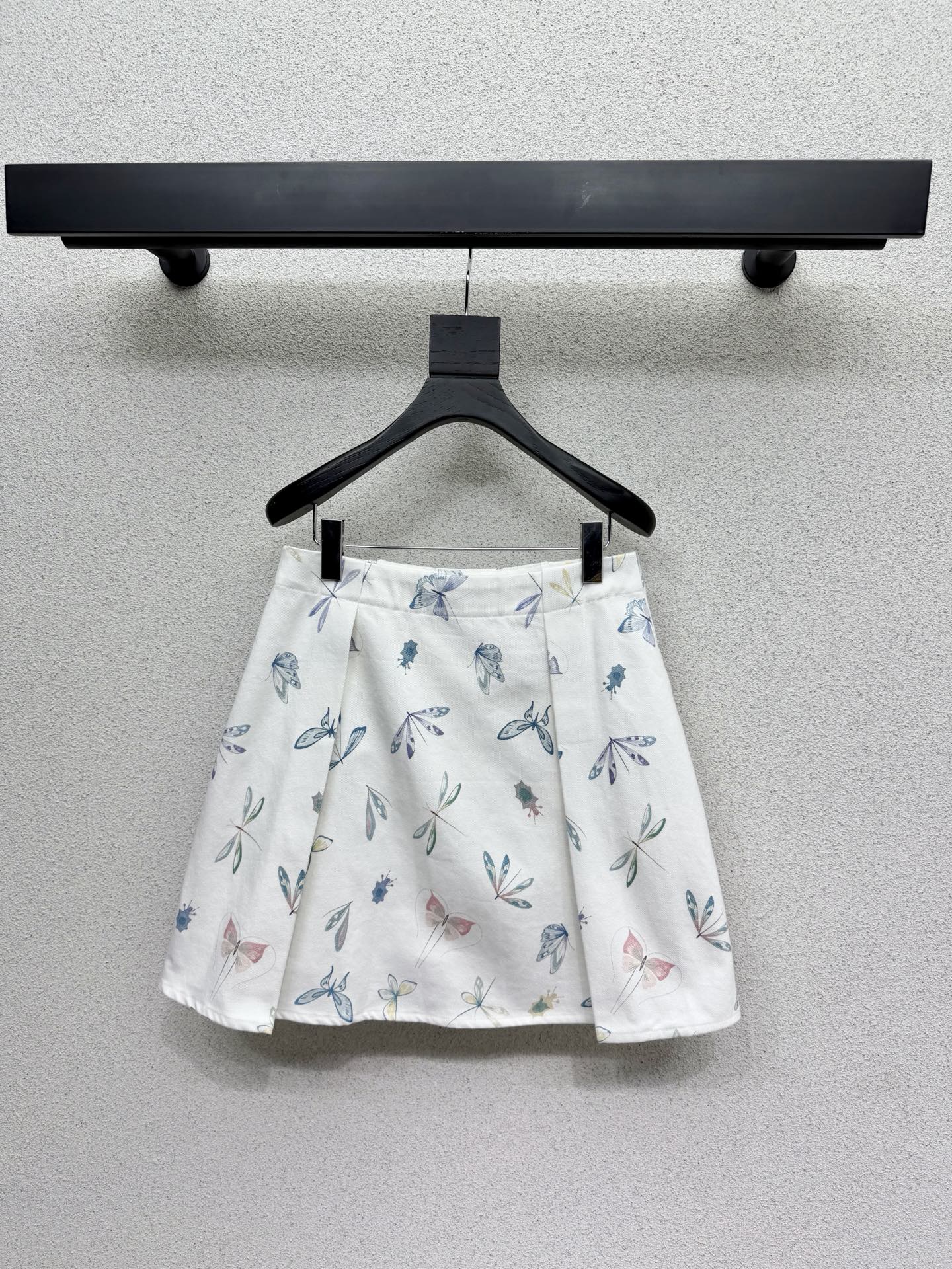 CD Printed Butterfly Midi Skirt White in Cotton 388395
