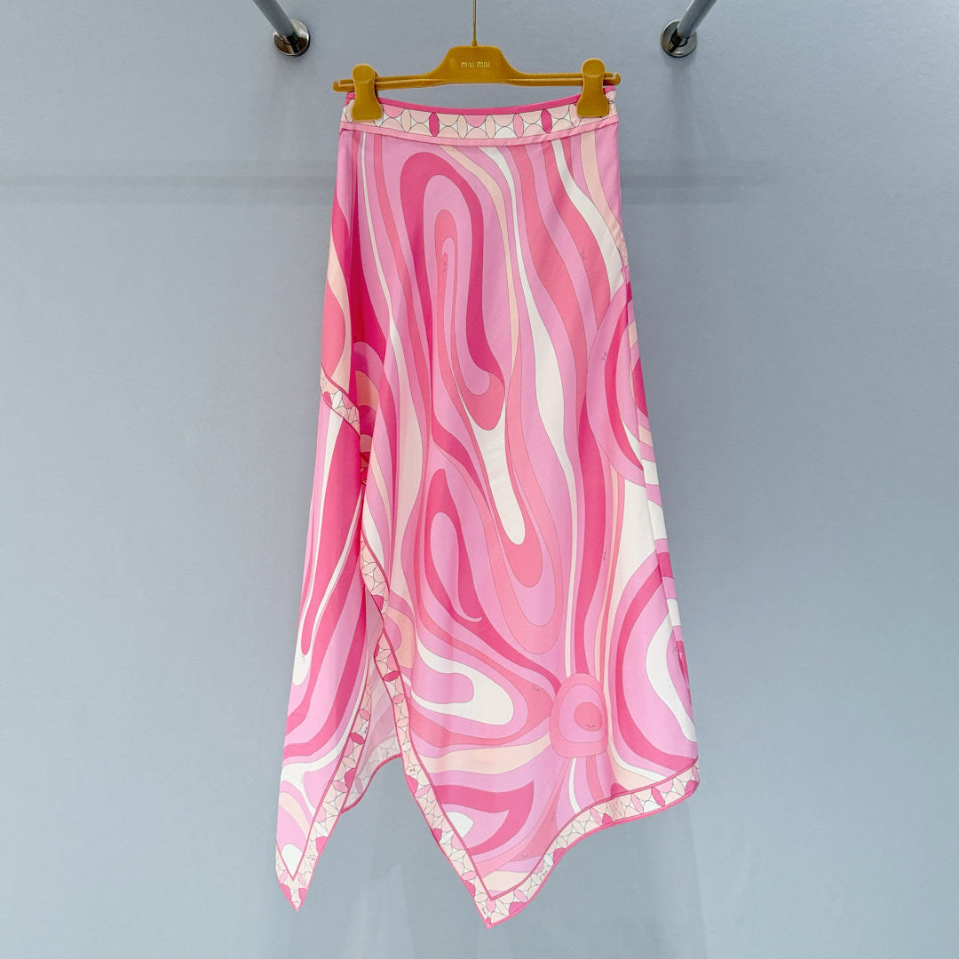 Pucci Pink Midi Skirt in Silk 379980
