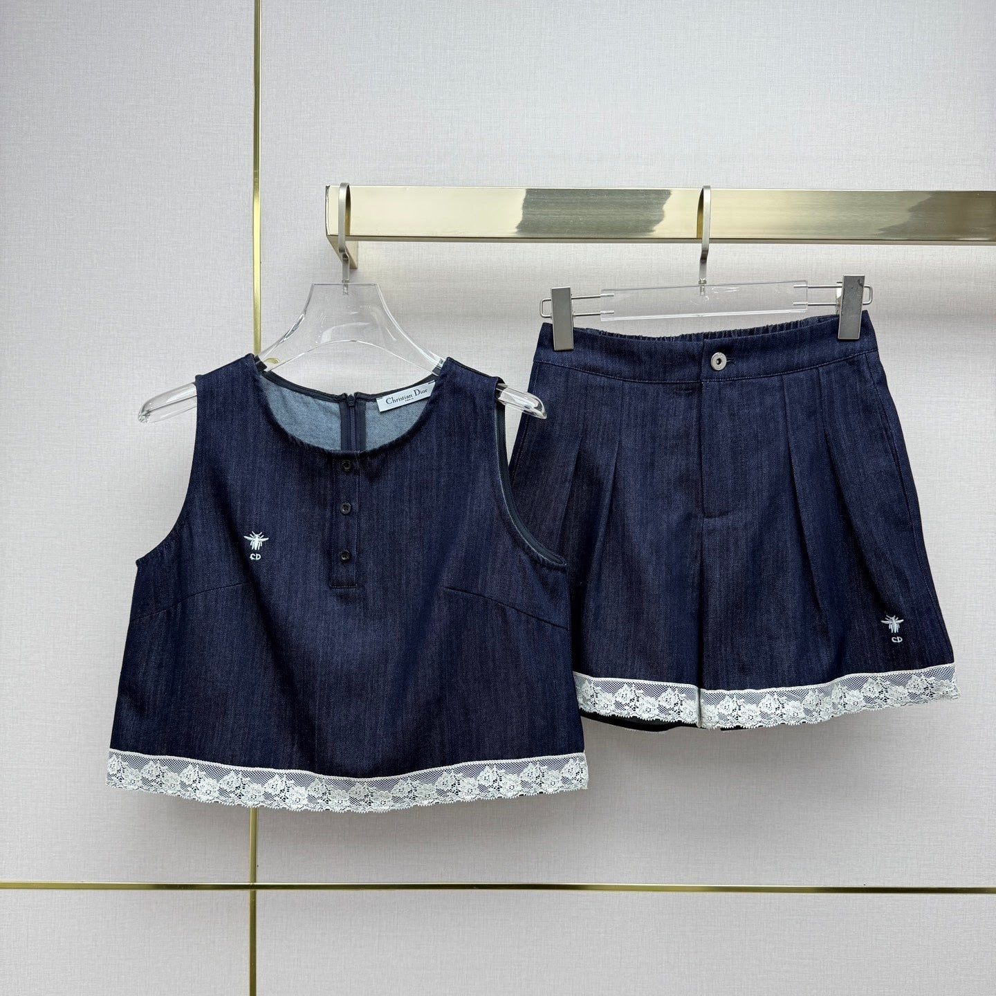 CD 26 Vest + Shorts Set Navy Blue in Cotton 389423