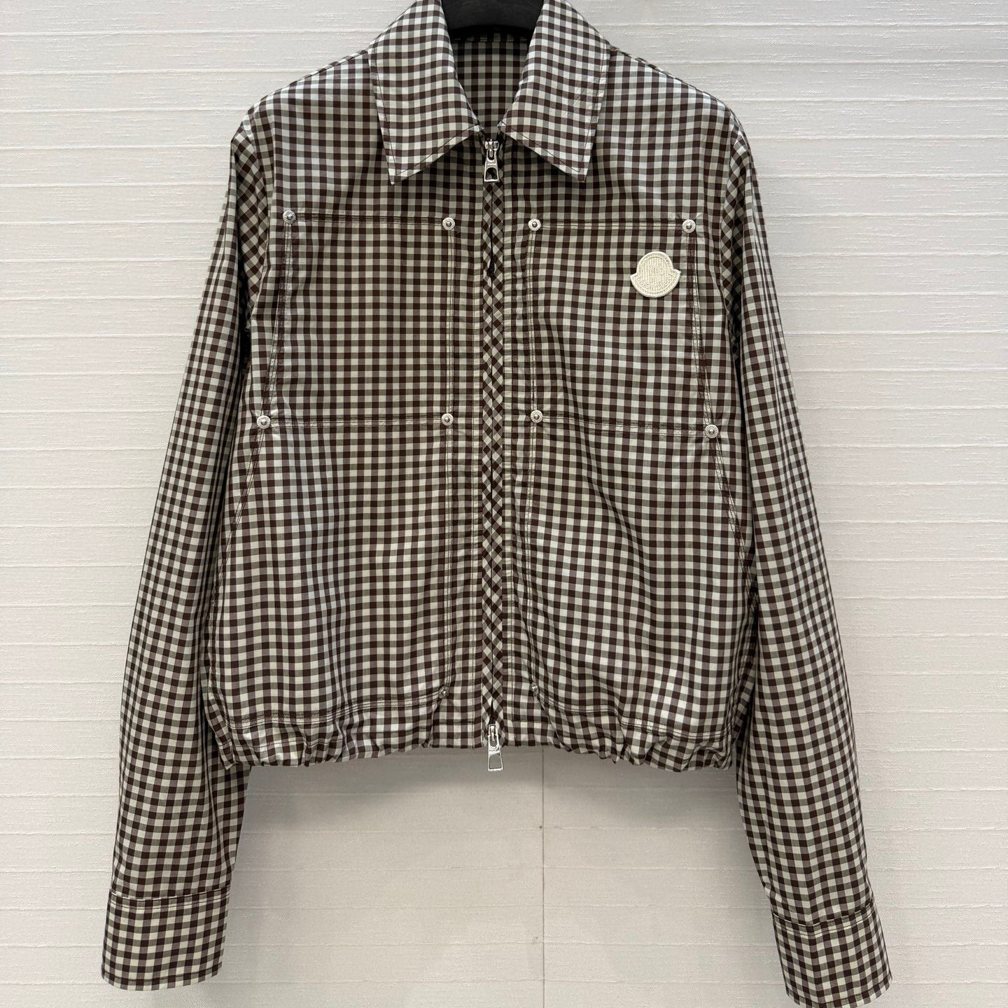 Moncler 26 Check Shirt Jacket Black White in Cotton 389778