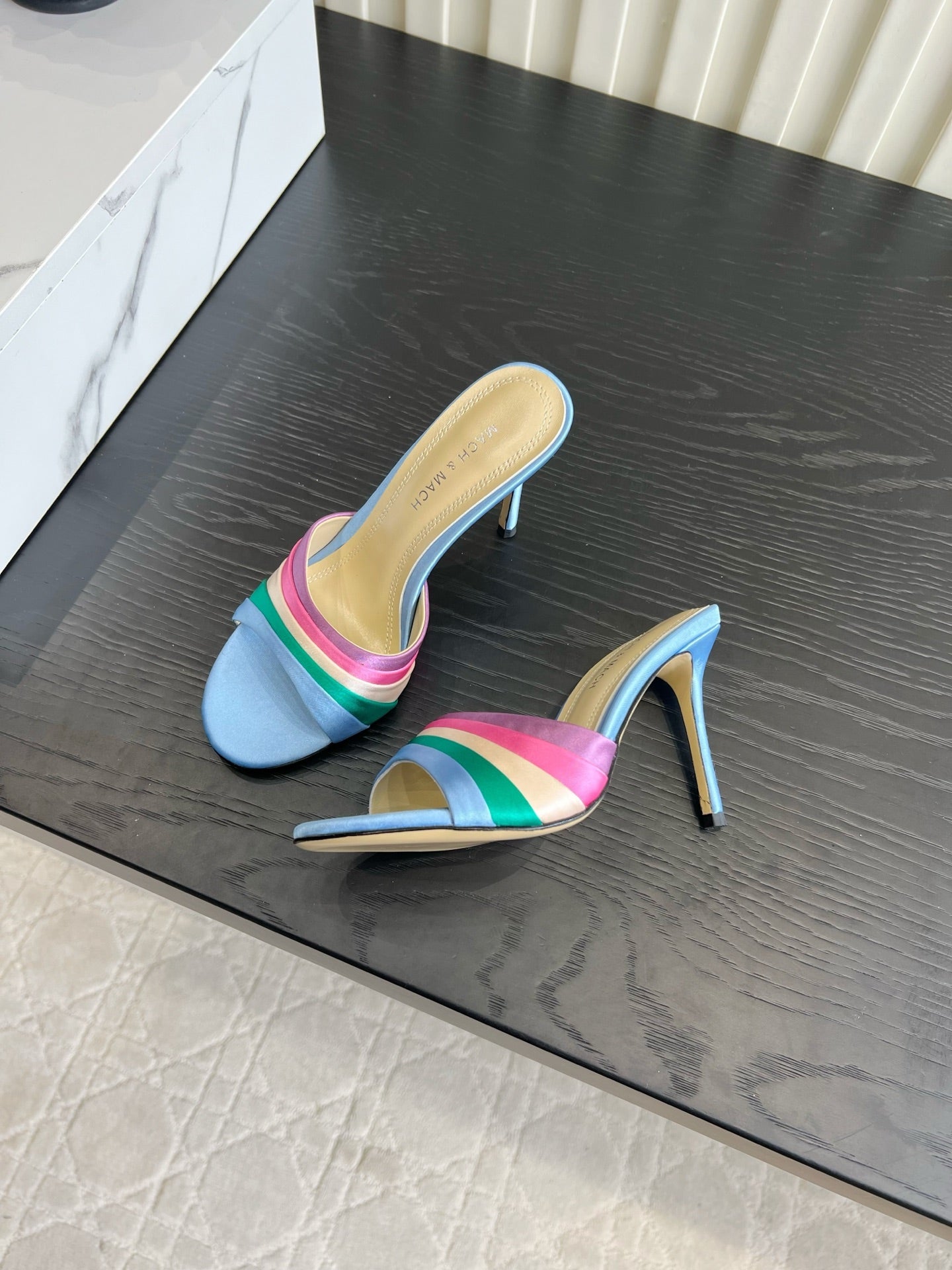 Mach Sandals 9.5cm Blue Ombre Satin 851917