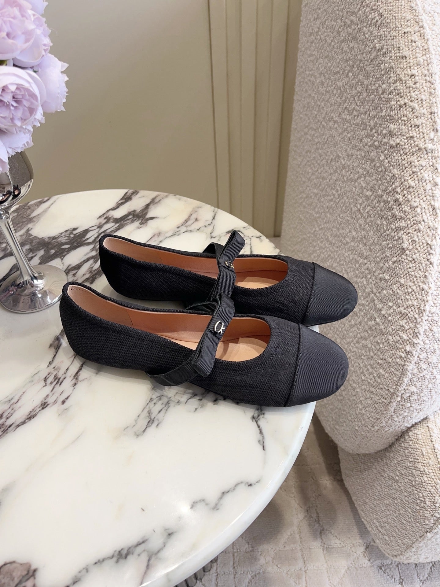 GR Mary Jane Flats Black Lambskin & Fabric 851887