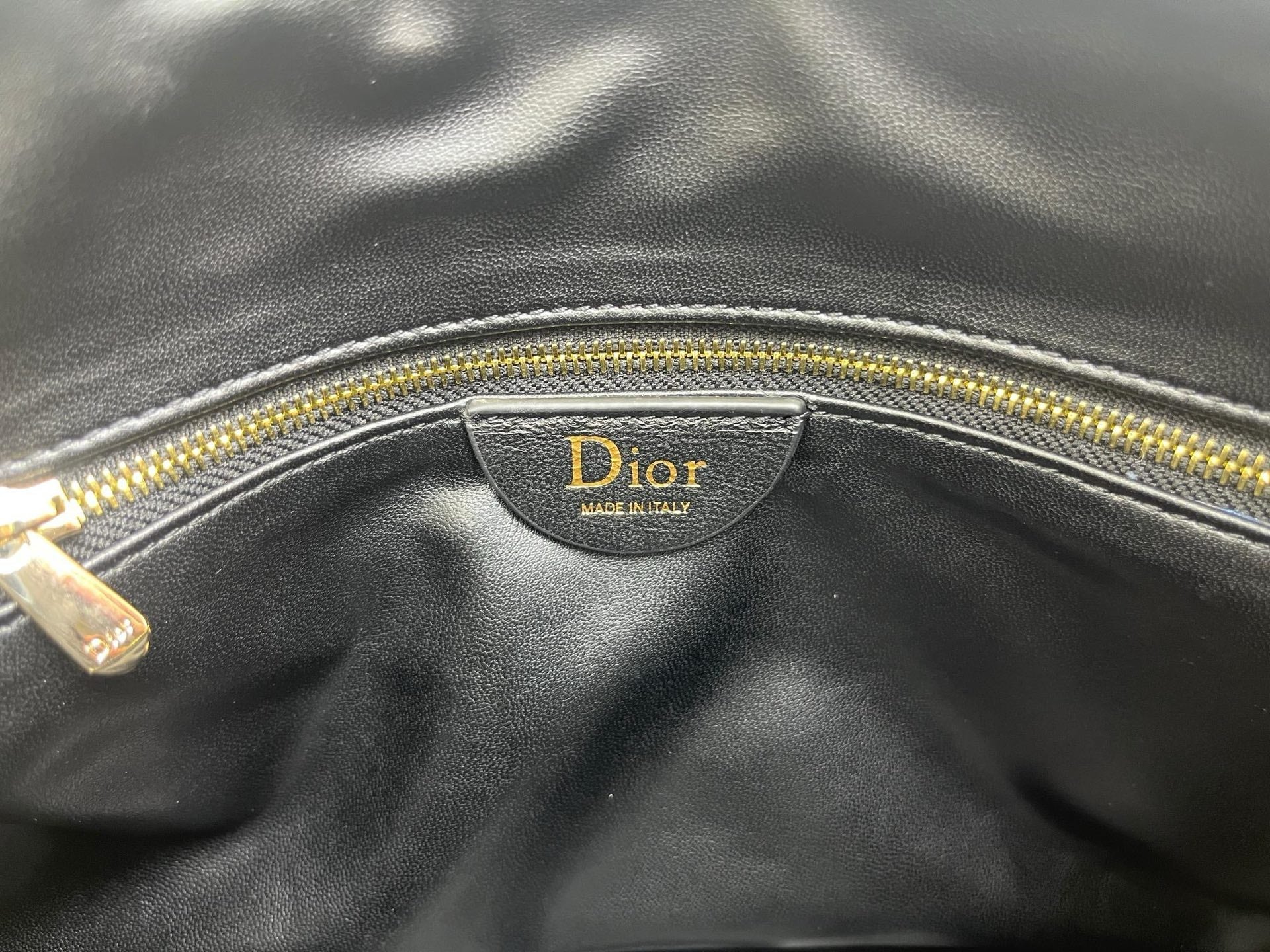 CD Small Cannage Quilted Tote Bag Black Cowhide 158103