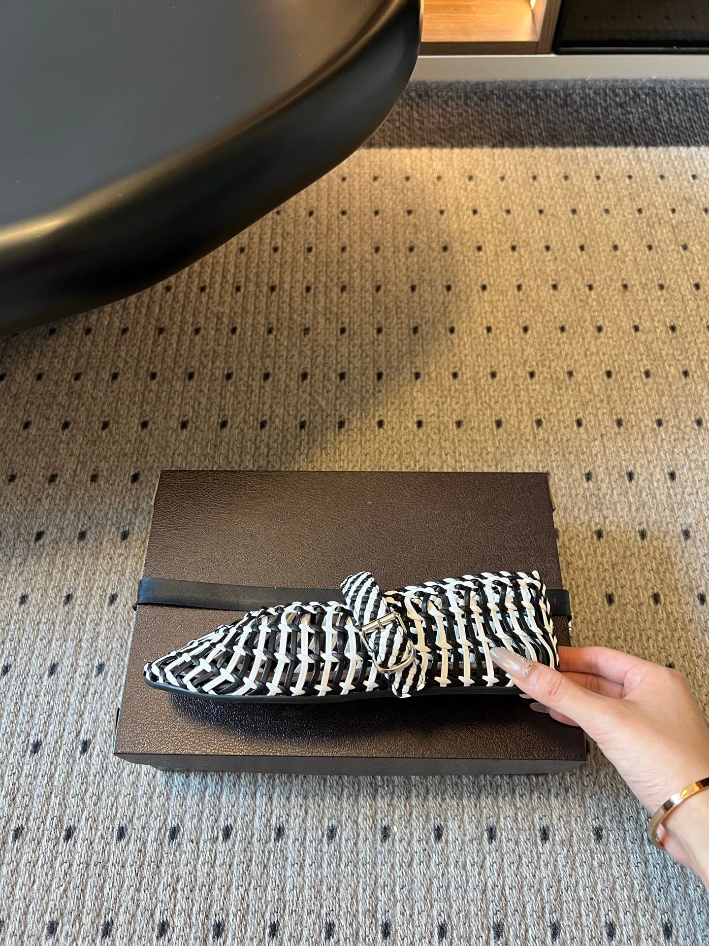 Alaia Crochet Mary Jane Ballet Flats Handwoven