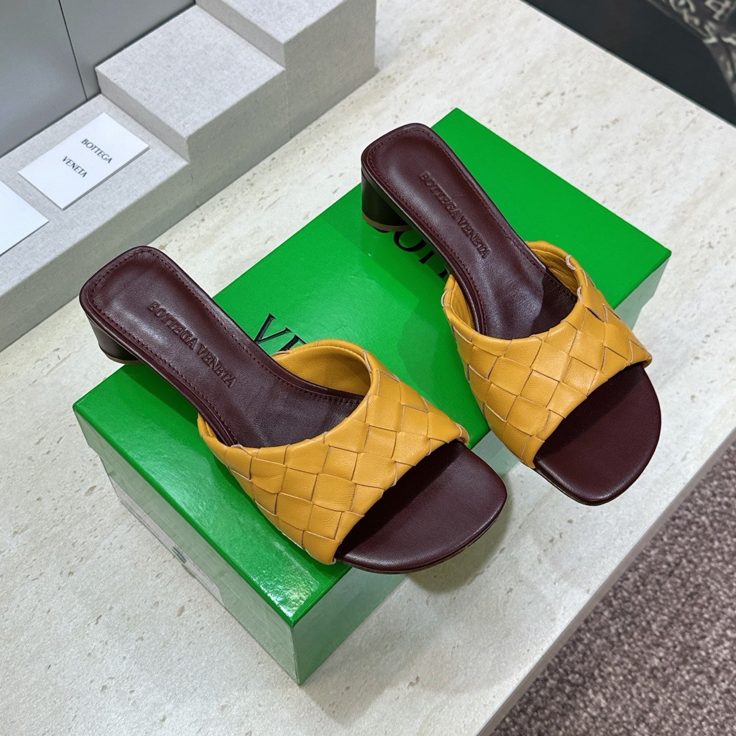 BV 26s Blink Intrecciato Mules 4.5cm Tan Brown Leather 896570