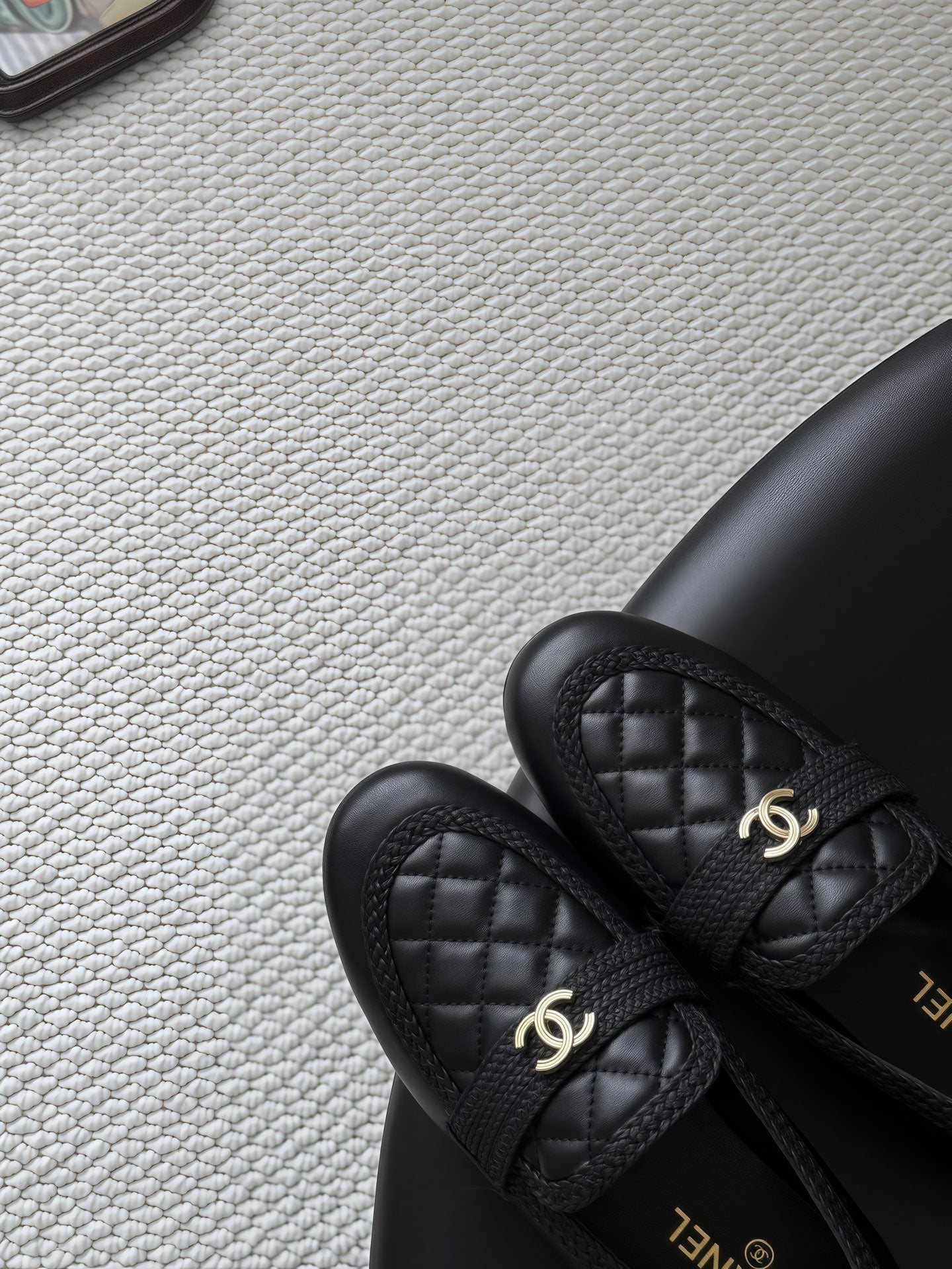 CC Quilted Logo Loafers Black Leather 914186