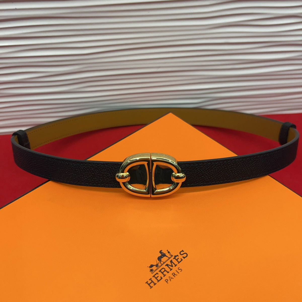 HM Chaine d'Ancre Belt 18MM Black Epsom Calfskin GHW 212443