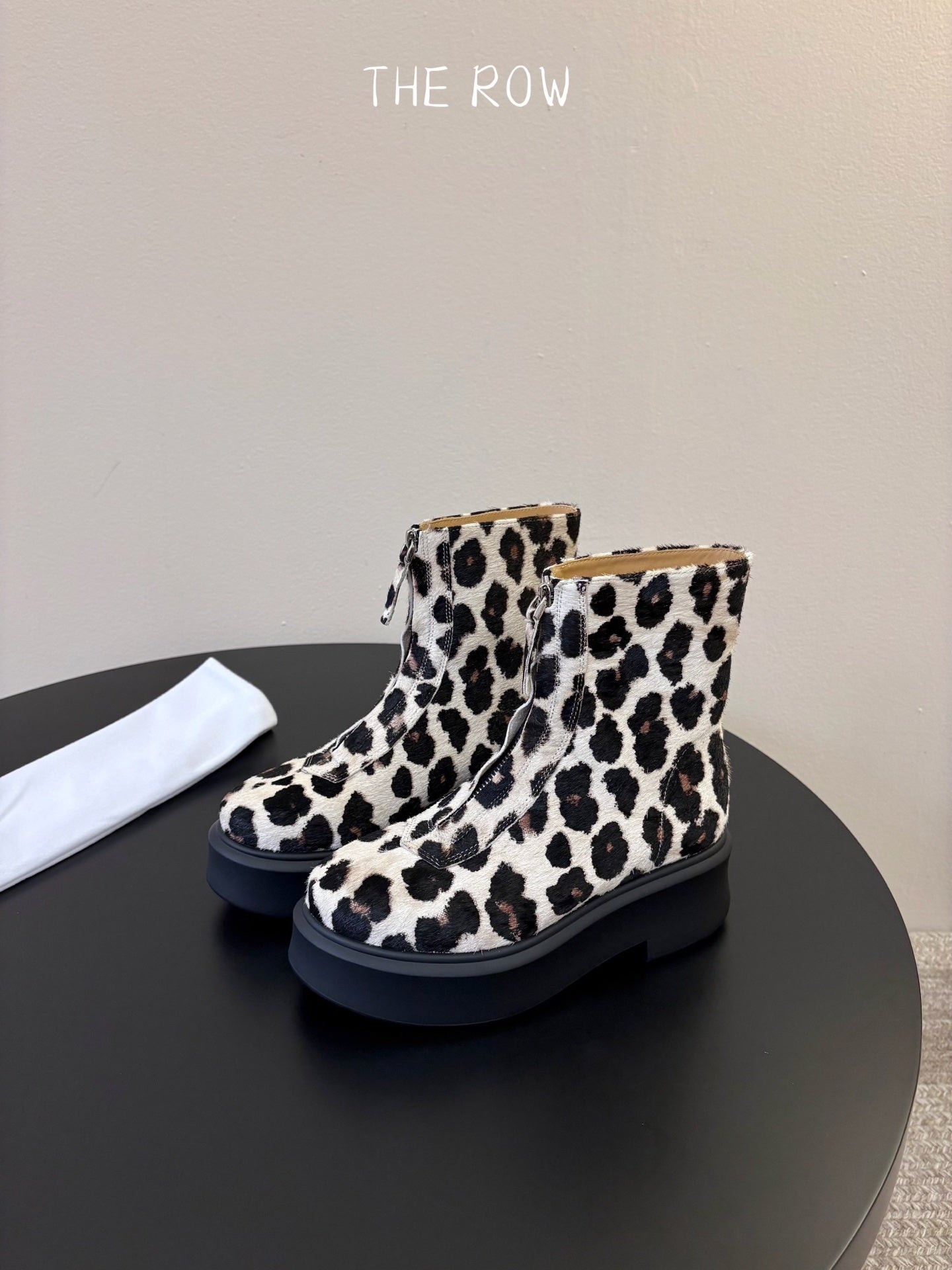 TR Platform Ankle Boots 4CM Leopard Print Pony Hair Leather 933557