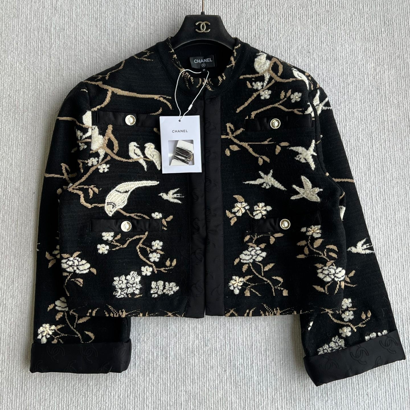 CC Métiers d'Art Embroidered Jacket Black Gold Wool 412372