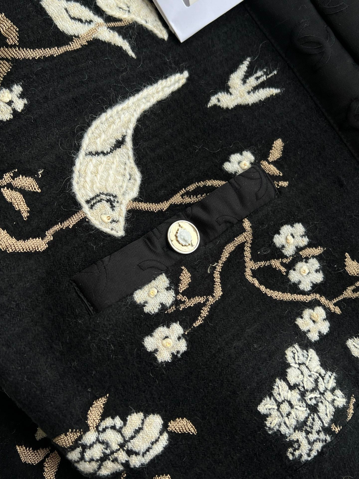 CC Métiers d'Art Embroidered Jacket Black Gold Wool 412372